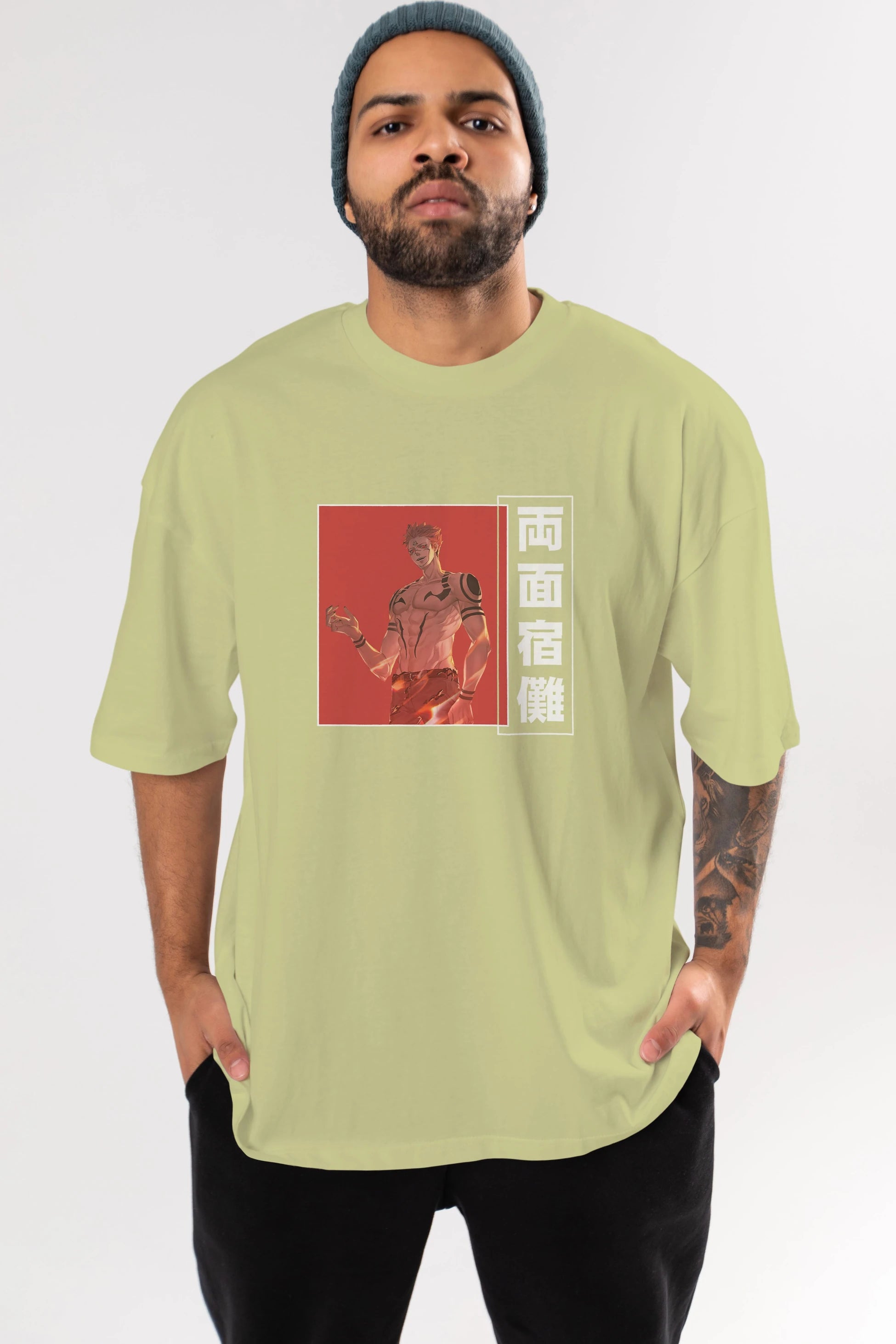 Sukuna Ryoumen 3 Anime Ön Baskılı Oversize t-shirt %100 pamuk Erkek Kadın Unisex