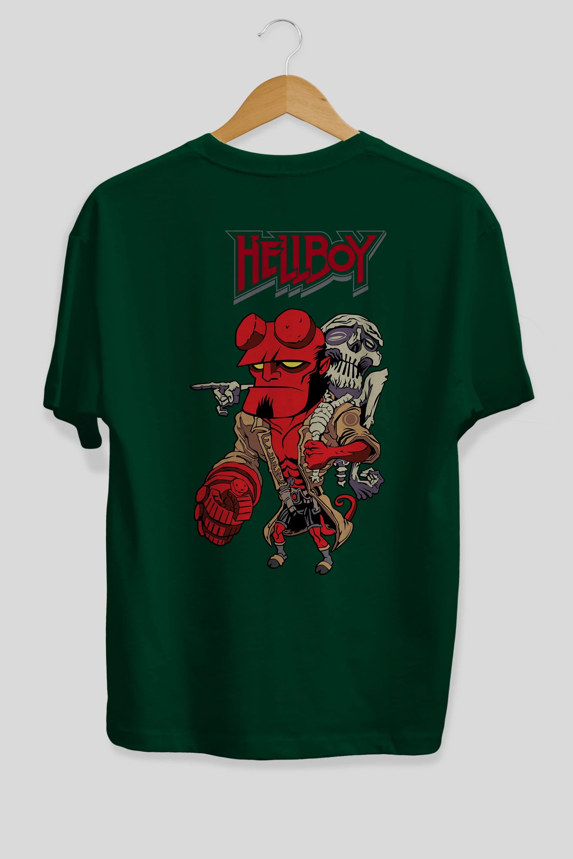 Hellboy (2) Arka Baskılı Oversize t-shirt Erkek Kadın Unisex %100 Pamuk Bisiklet Yaka tişort