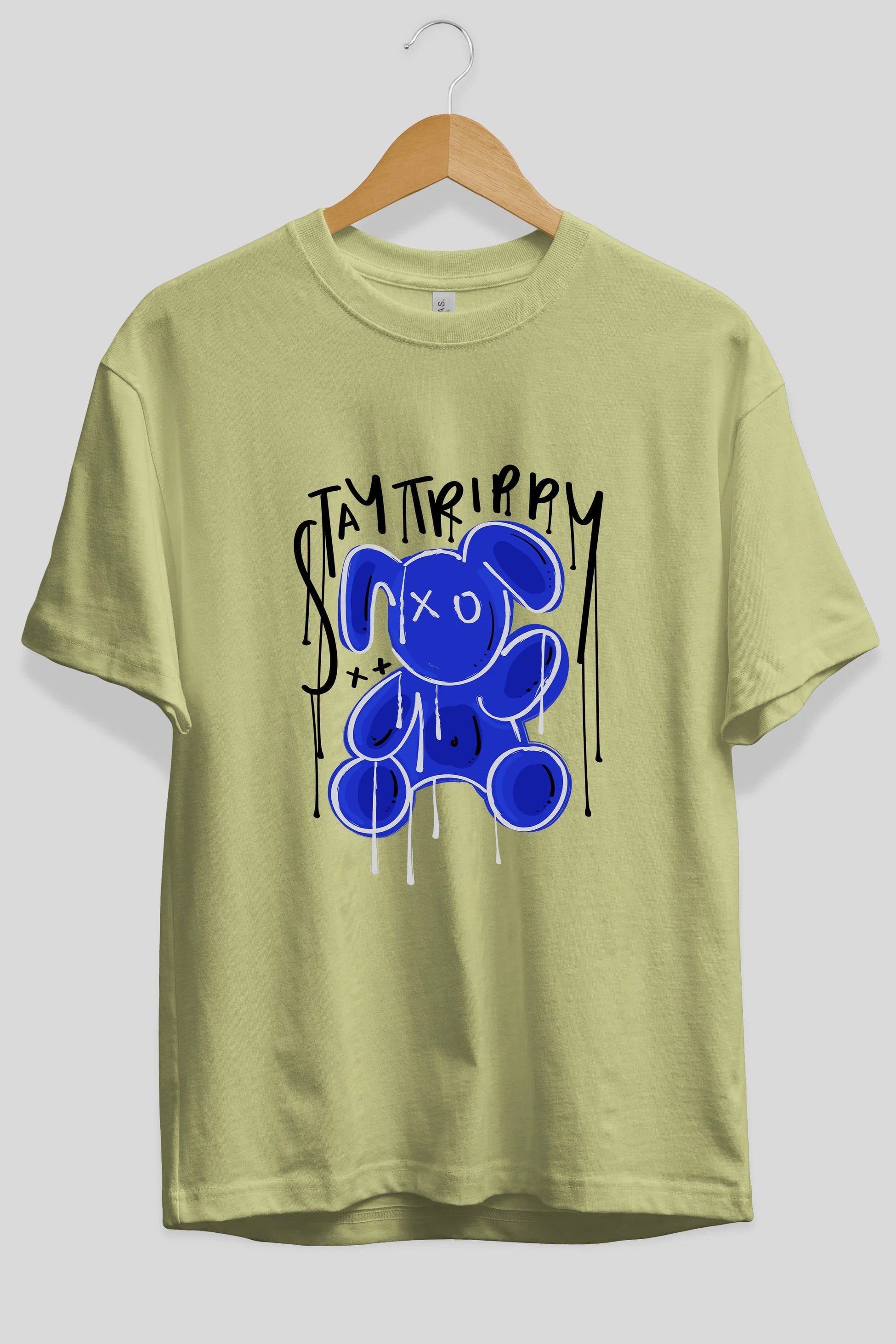 Stay Trippy Bear Ön Baskılı Oversize t-shirt Erkek Kadın Unisex