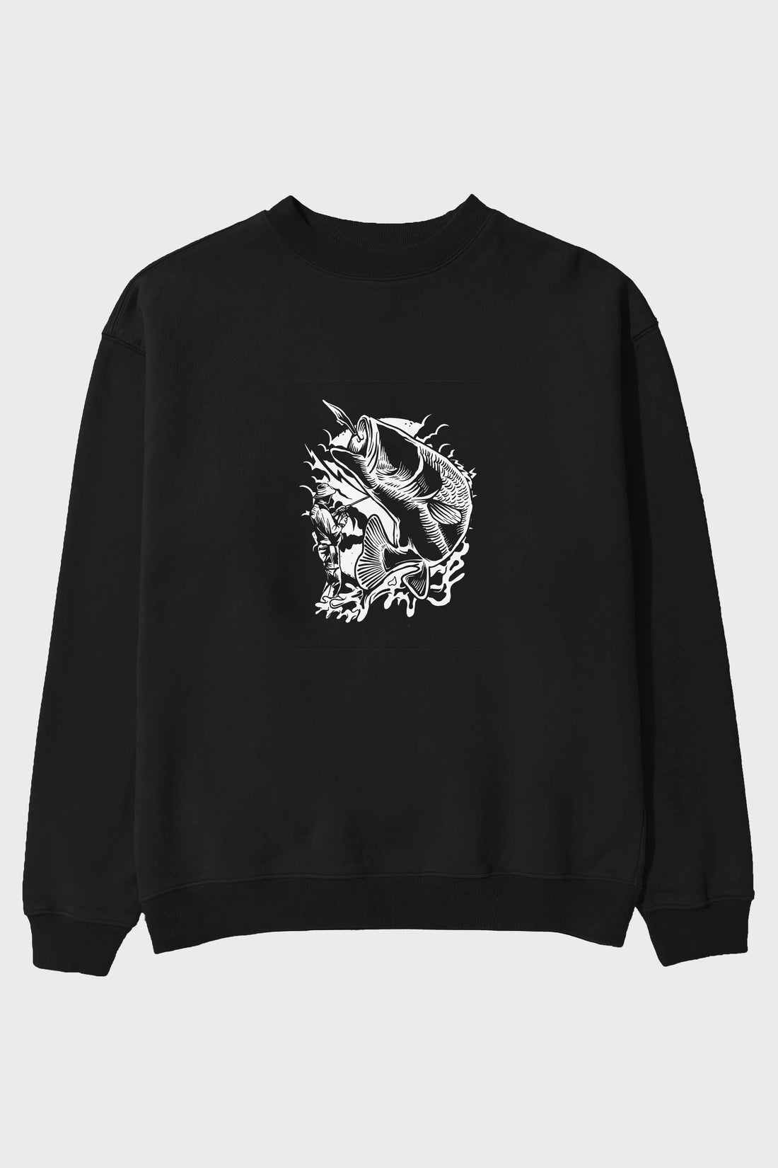 Fisherman Ön Baskılı Oversize Sweatshirt Erkek Kadın Unisex