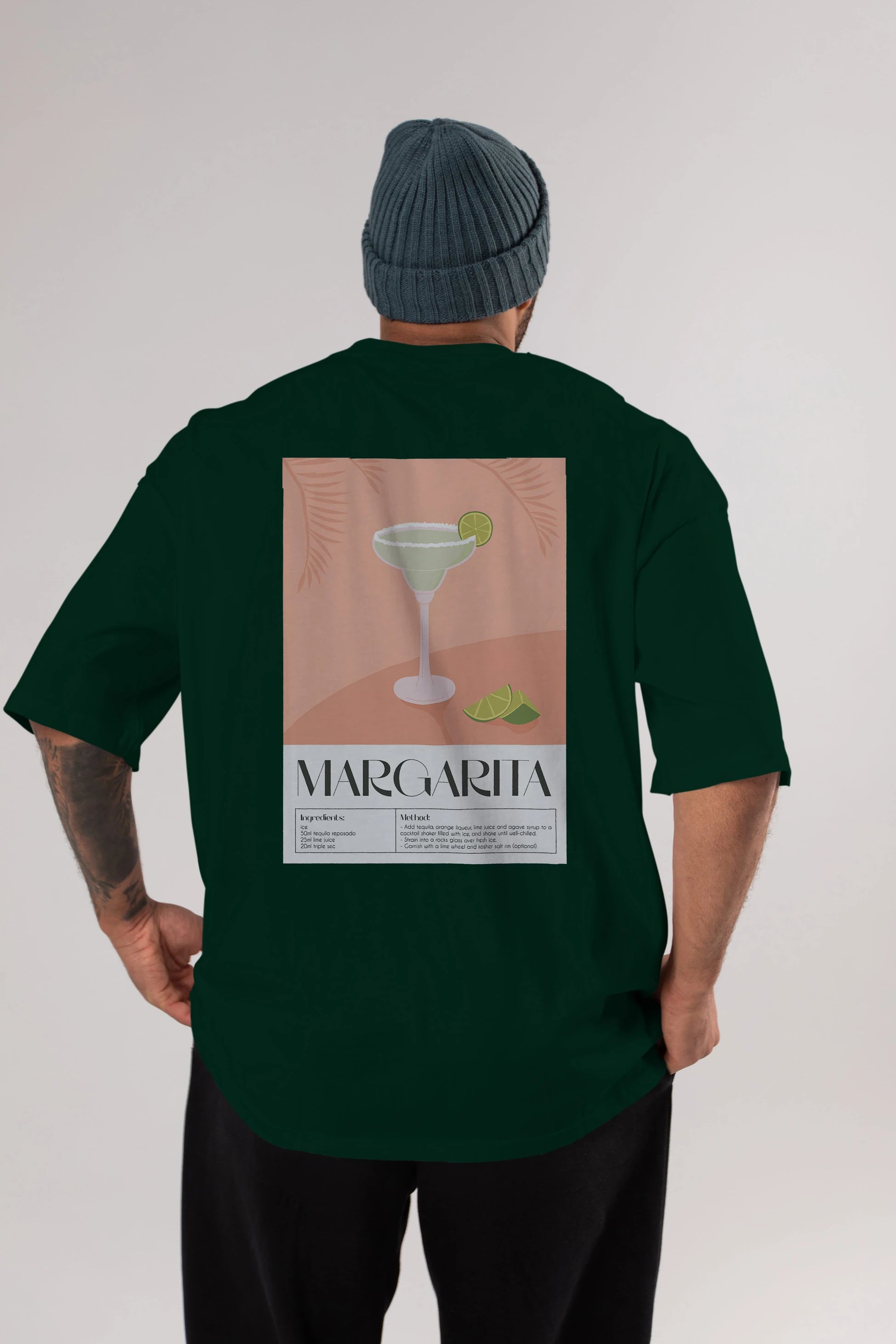 Margarita 5 Arka Baskılı Oversize t-shirt Erkek Kadın Unisex %100 Pamuk Bisiklet Yaka tişort