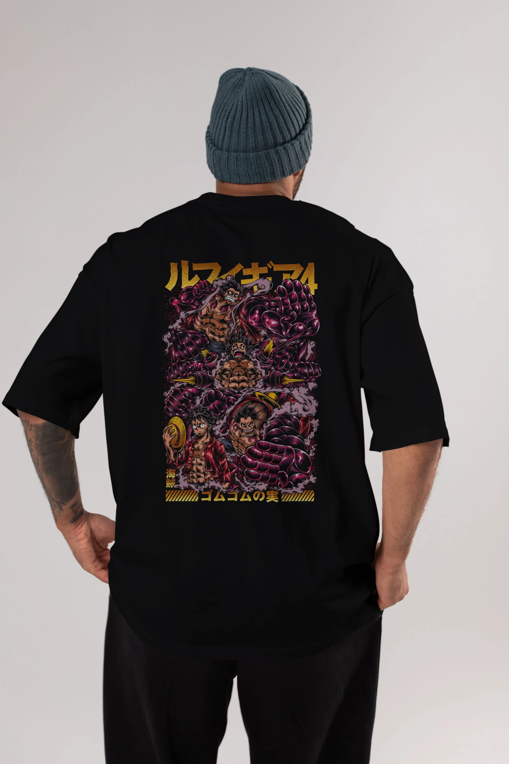 MONKEY D. LUFFY (2) Anime Arka Baskılı Oversize t-shirt Erkek Kadın Unisex