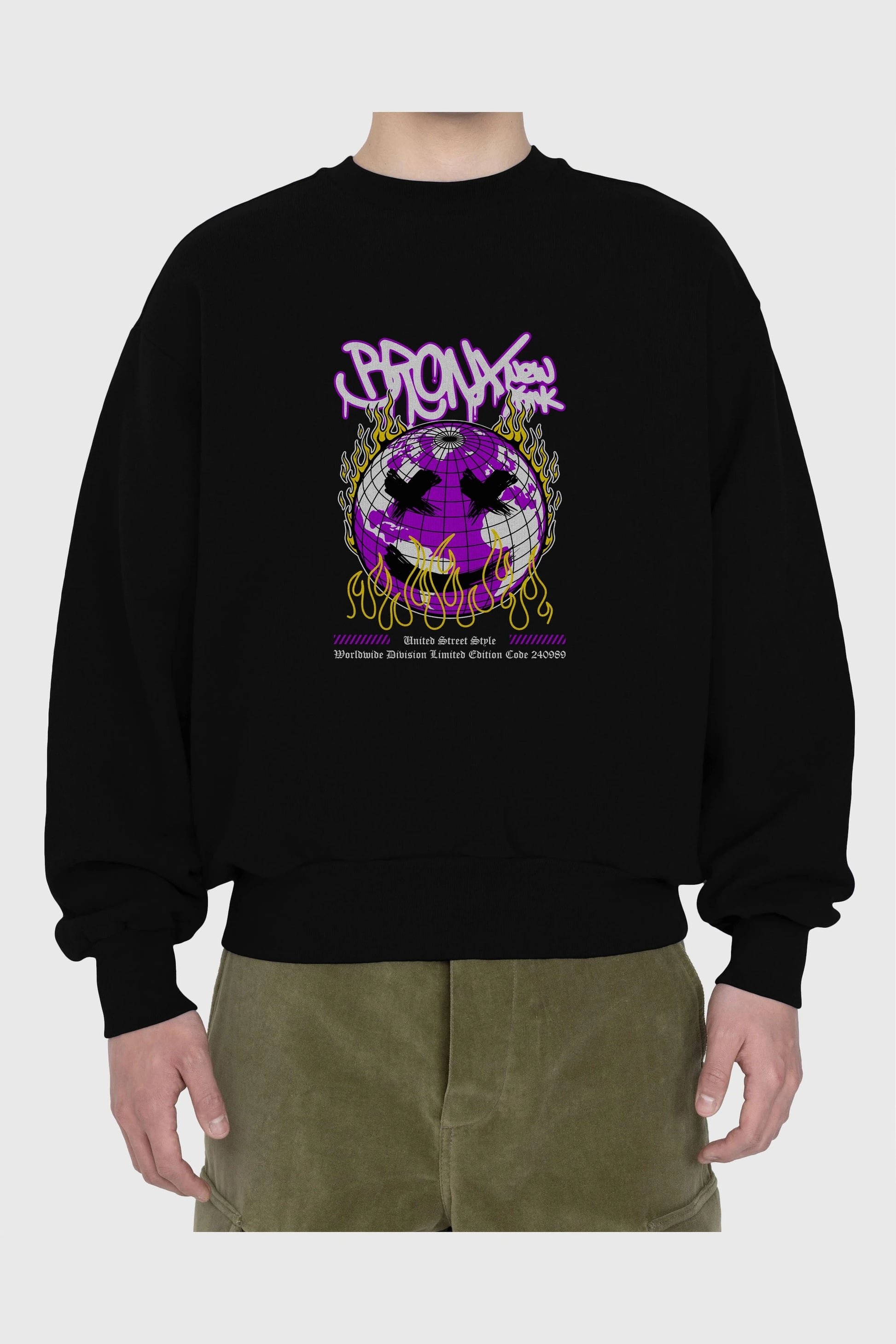 Bronx New York Ön Baskılı Oversize Sweatshirt Erkek Kadın Unisex