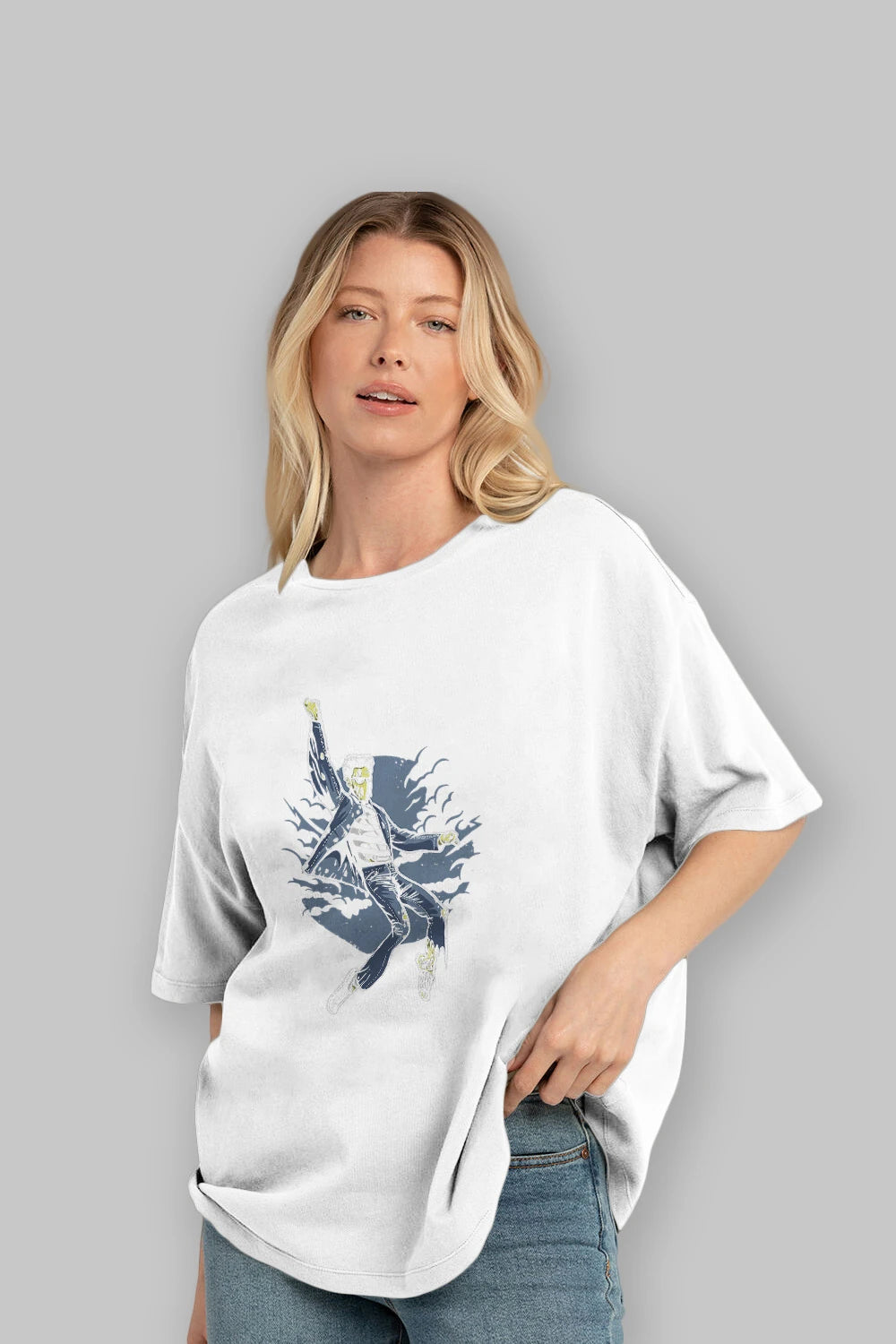 Zombie King Ön Baskılı Oversize t-shirt Erkek Kadın Unisex %100 Pamuk tişort