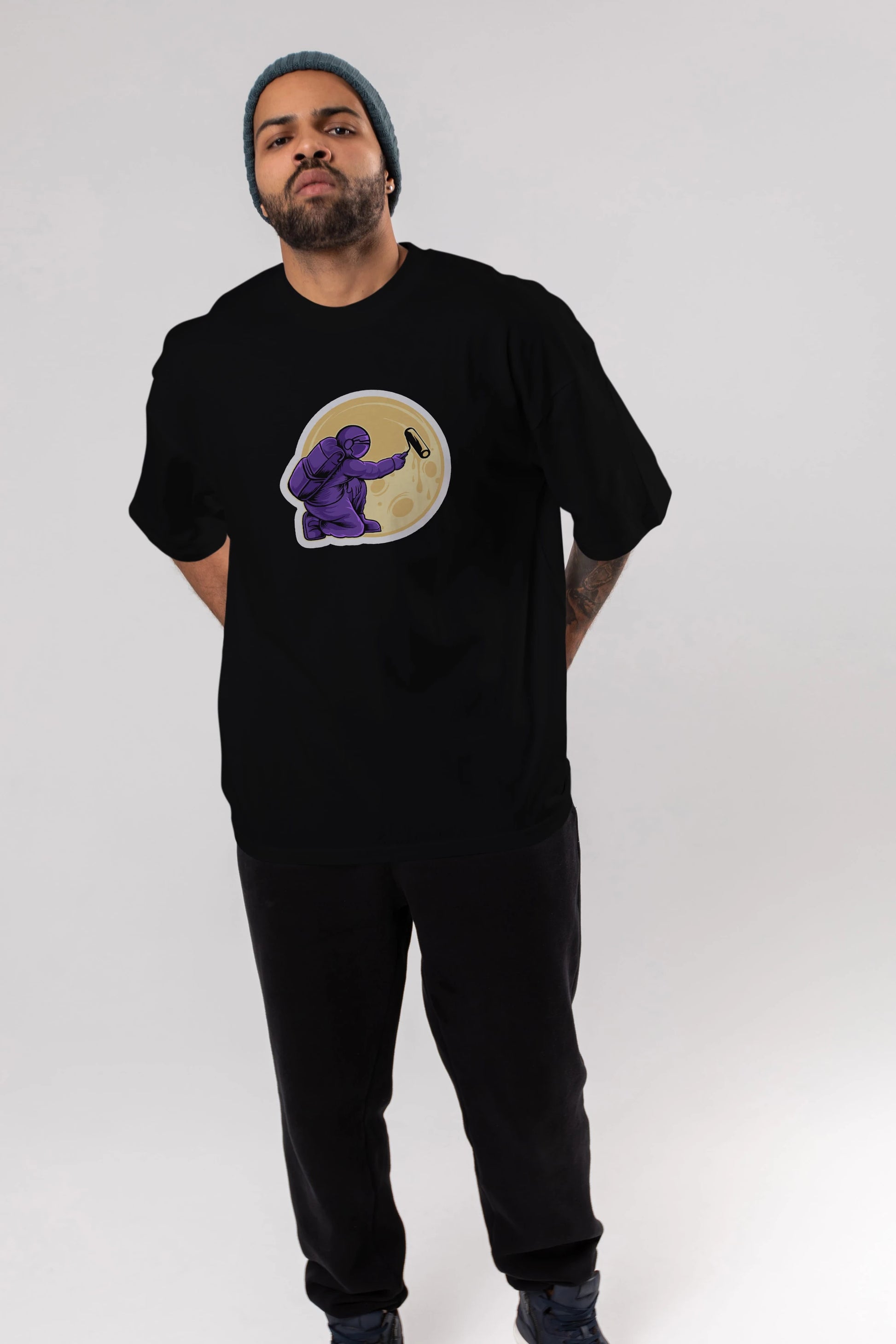 Astropaint Sticker Ön Baskılı Oversize t-shirt Erkek Kadın Unisex