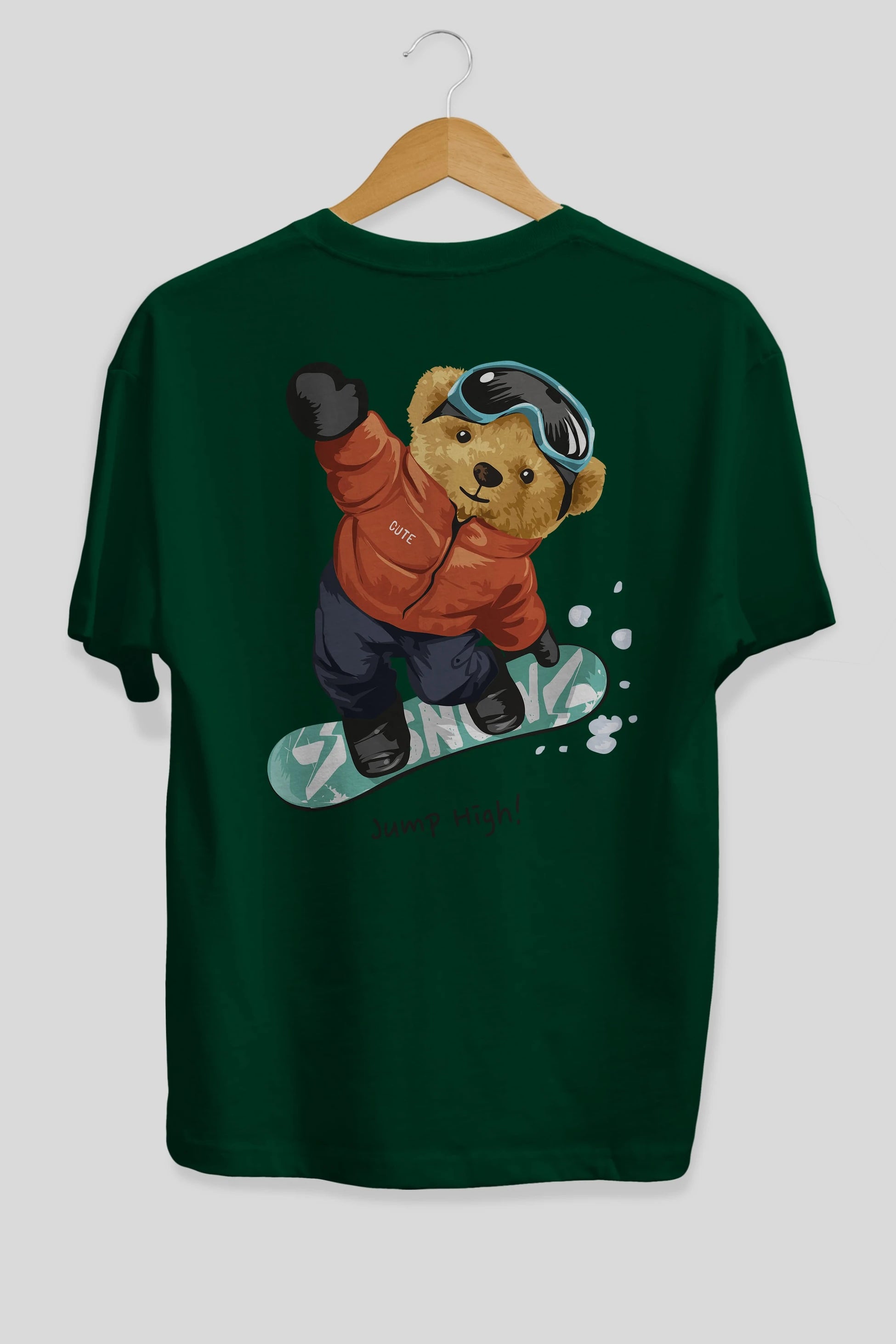 Teddy Bear Jump High Arka Baskılı Oversize t-shirt Erkek Kadın Unisex %100 Pamuk