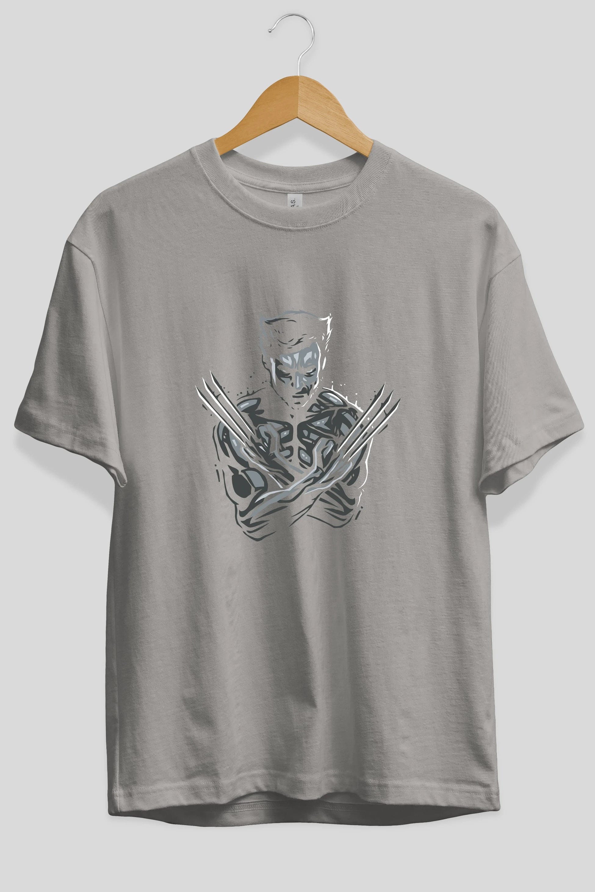 Wolverine Ön Baskılı Oversize t-shirt Erkek Kadın Unisex %100 Pamuk Bisiklet Yaka tişort