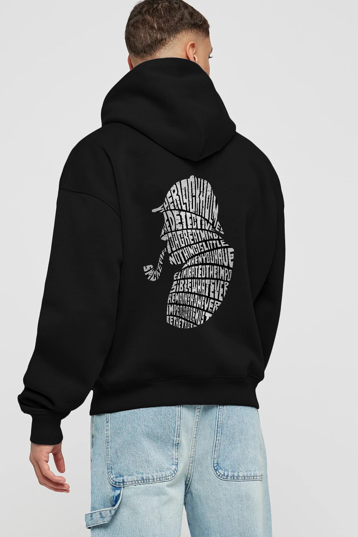 Holmes Arka Baskılı Hoodie Oversize Kapüşonlu Sweatshirt Erkek Kadın Unisex