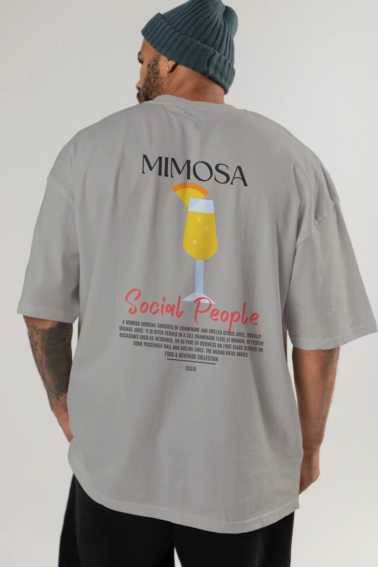 Mimosa Kokteyl Serisi Baskılı Oversize t-shirt Erkek Kadın Unisex %100 Pamuk Bisiklet Yaka tişort