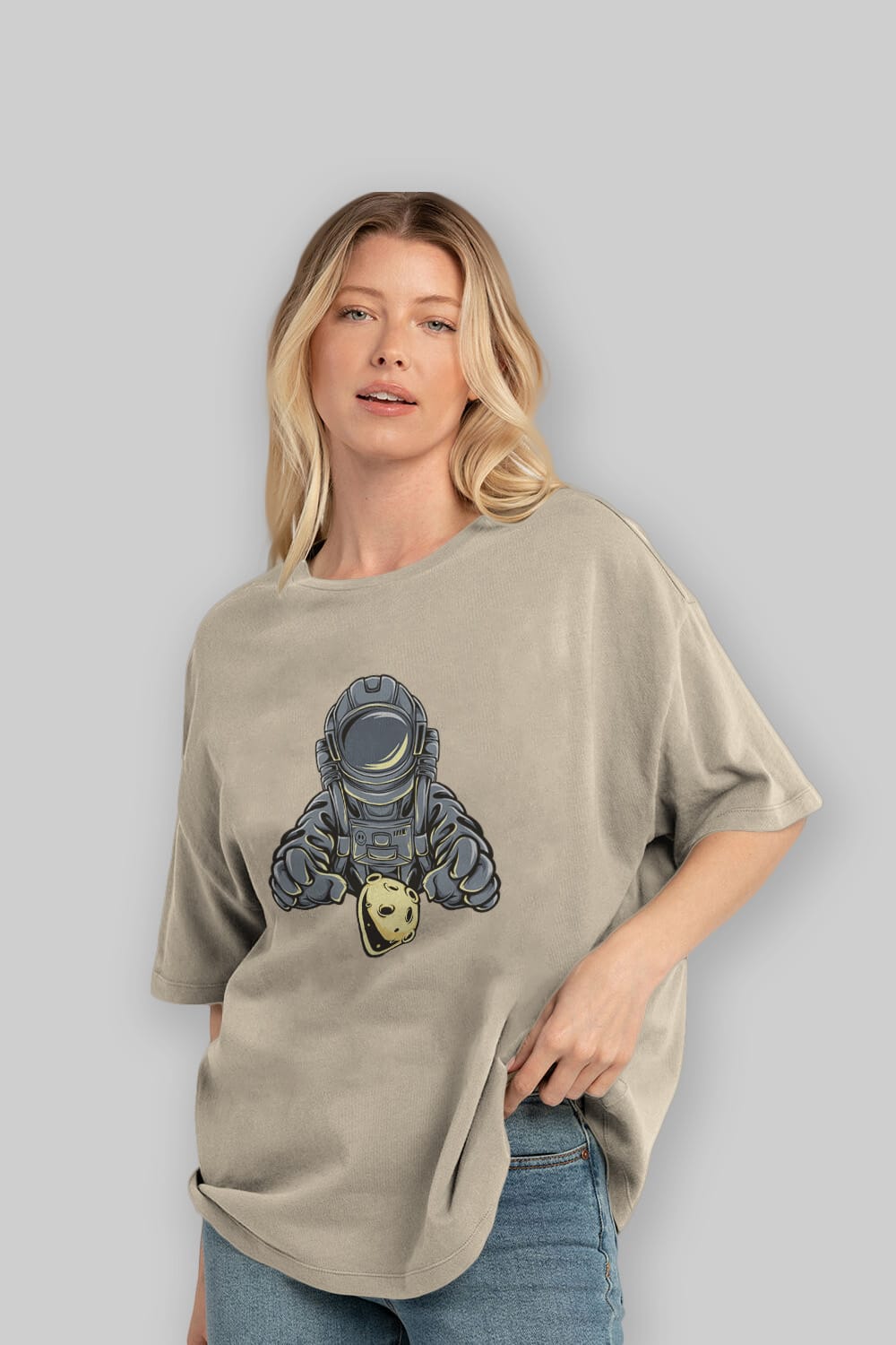 Astromoon tshirt Ön Baskılı Oversize t-shirt Erkek Kadın Unisex