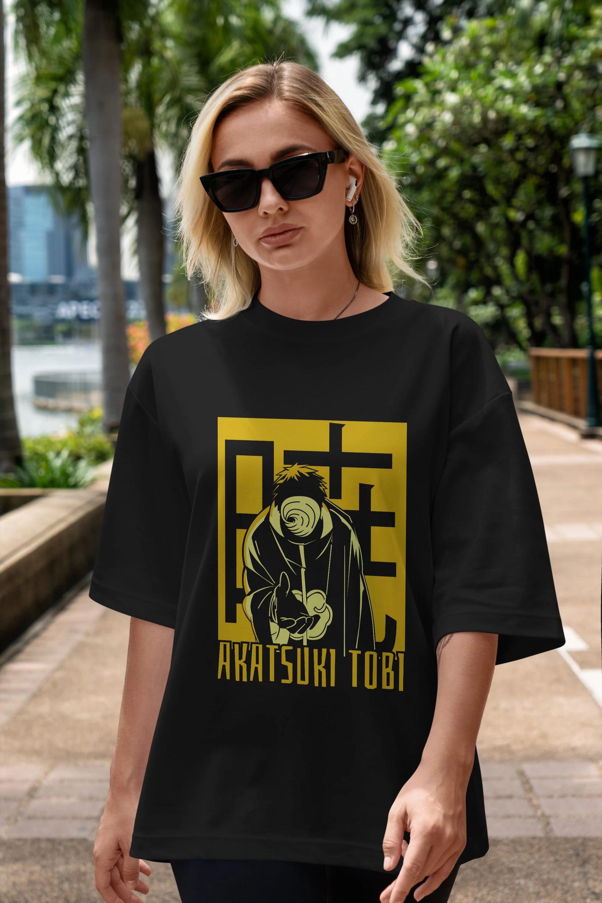 AKATSUKI OBITO NARUTO Anime Ön Baskılı Oversize t-shirt %100 pamuk Erkek Kadın Unisex