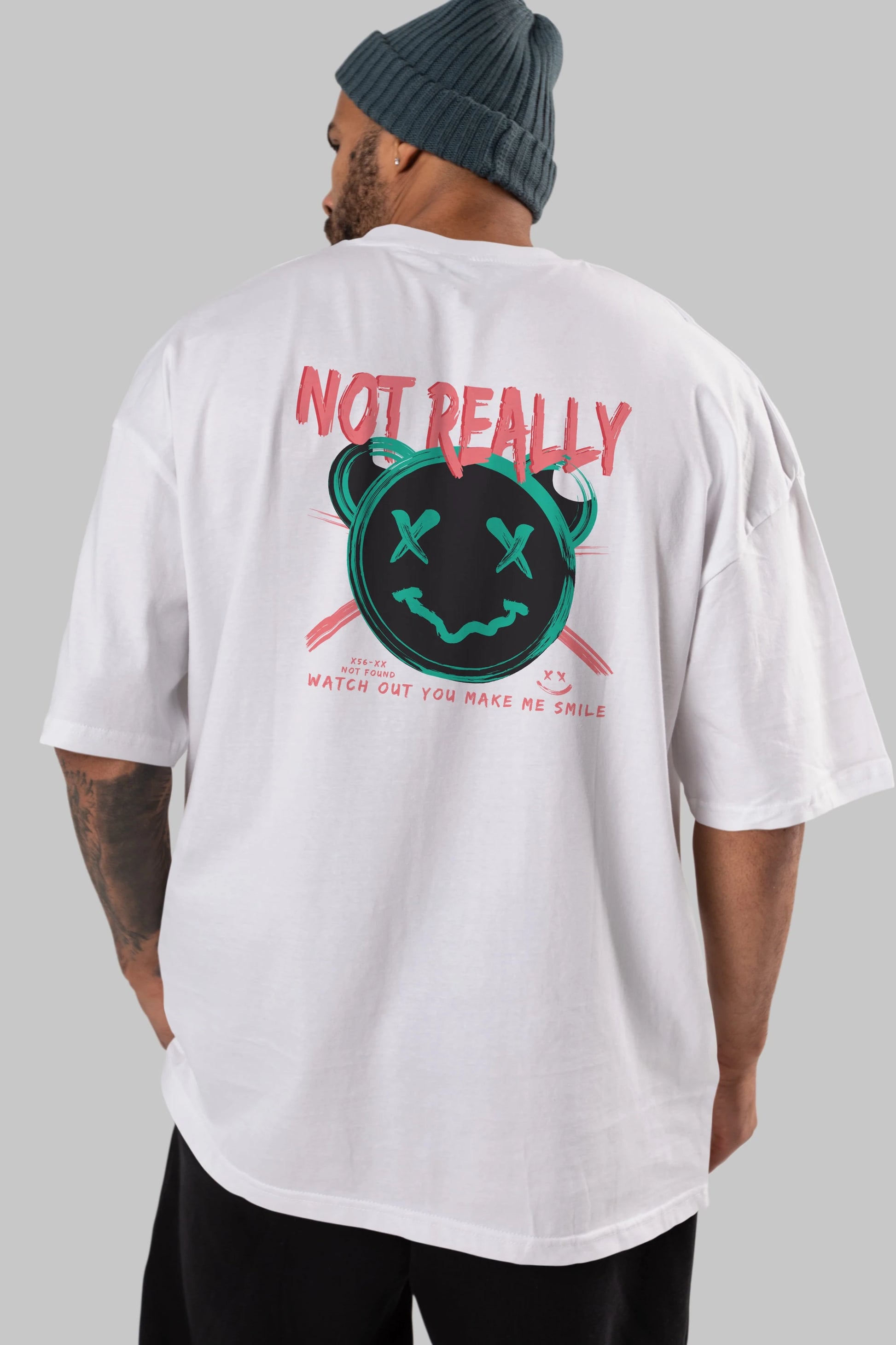 Not Really Bear Arka Baskılı Oversize t-shirt Erkek Kadın Unisex