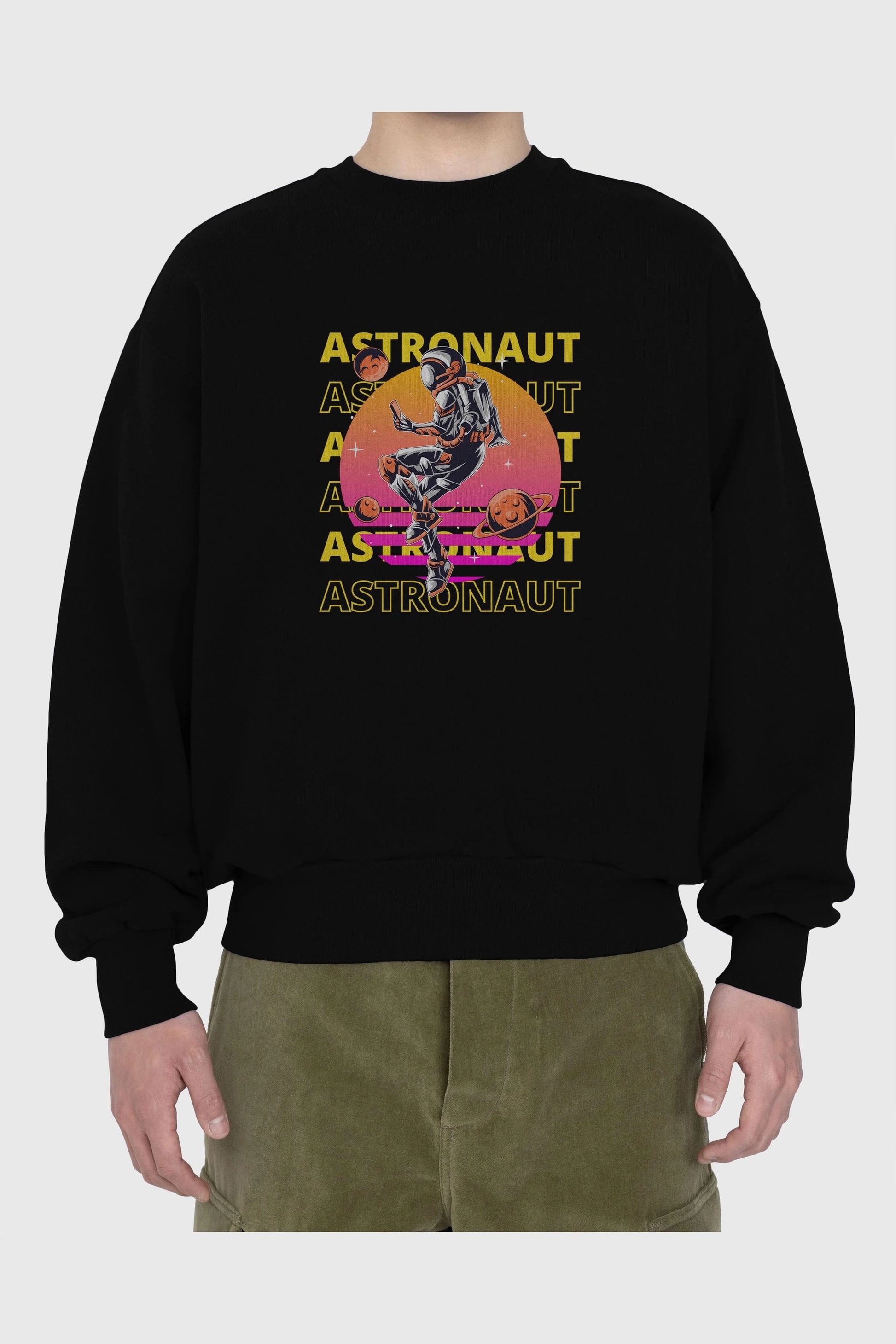 Astronaut Streetwear 2 Ön Baskılı Oversize Sweatshirt Erkek Kadın Unisex