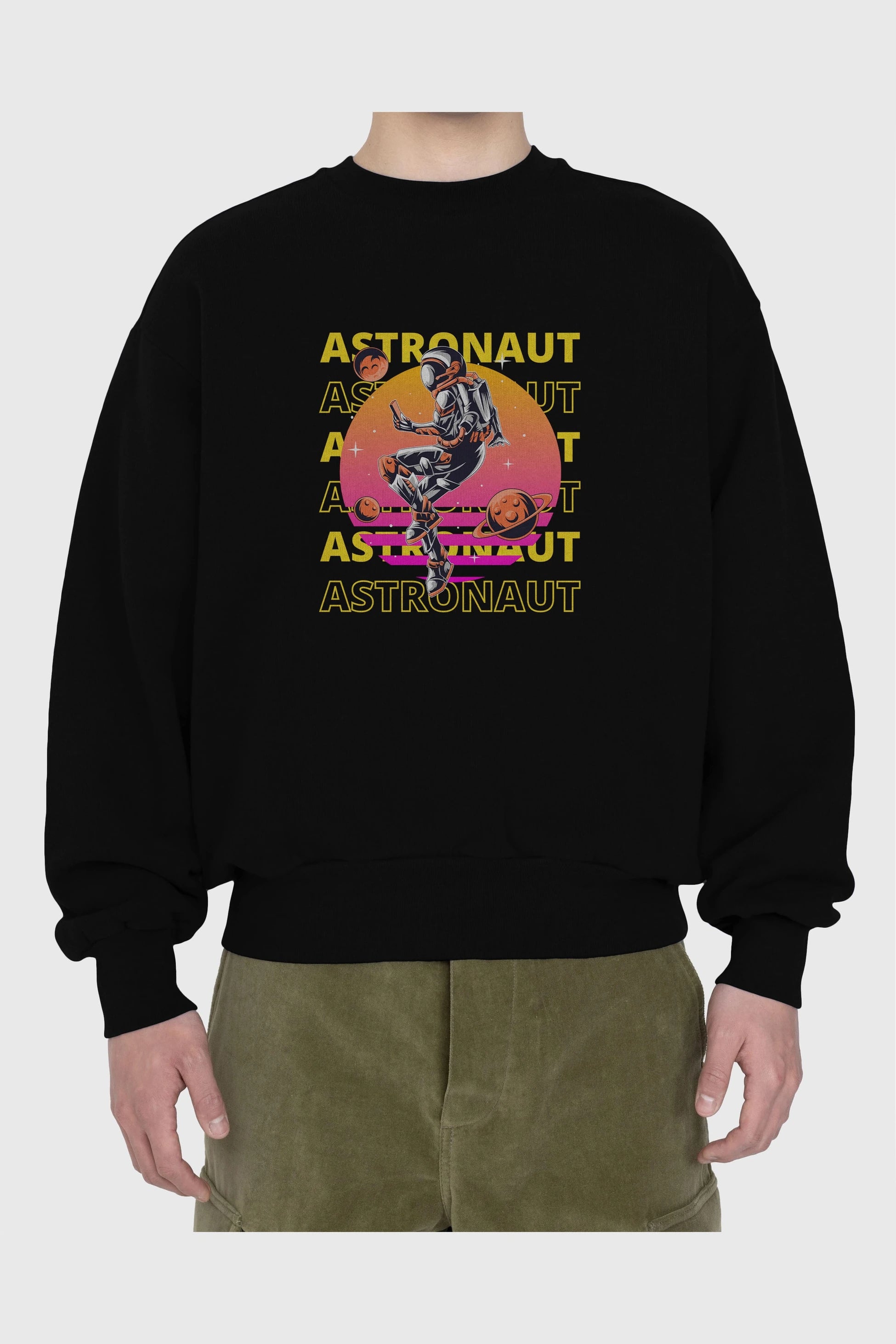 Astronaut Streetwear 2 Ön Baskılı Oversize Sweatshirt Erkek Kadın Unisex