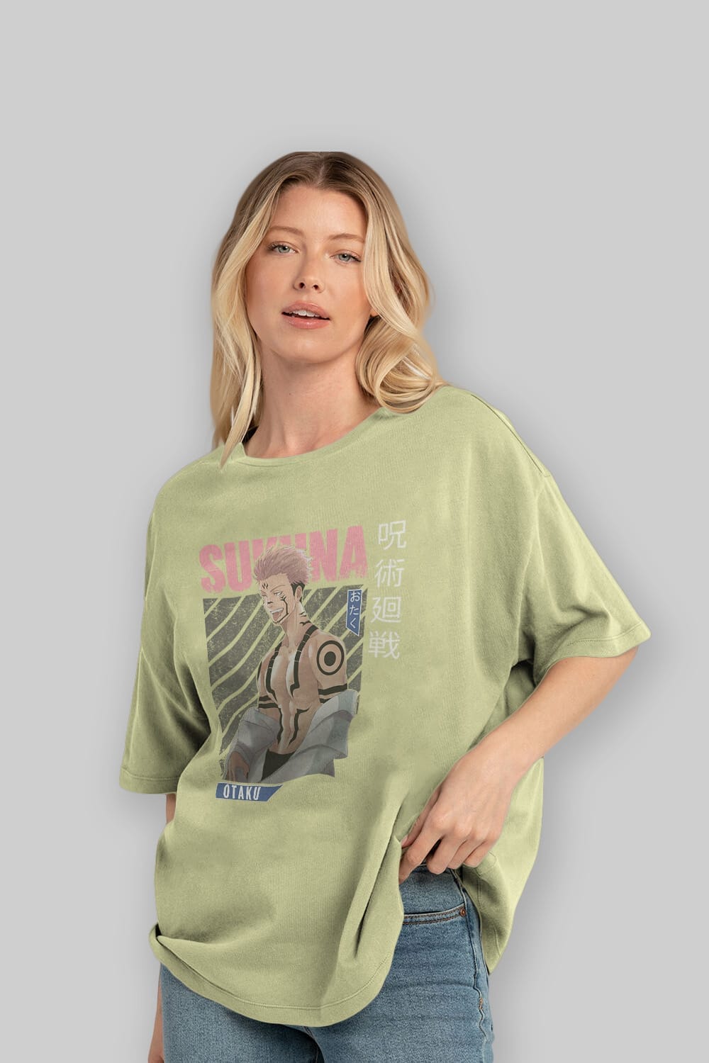 Sukuna Ryoumen Anime Ön Baskılı Oversize t-shirt %100 pamuk Erkek Kadın Unisex