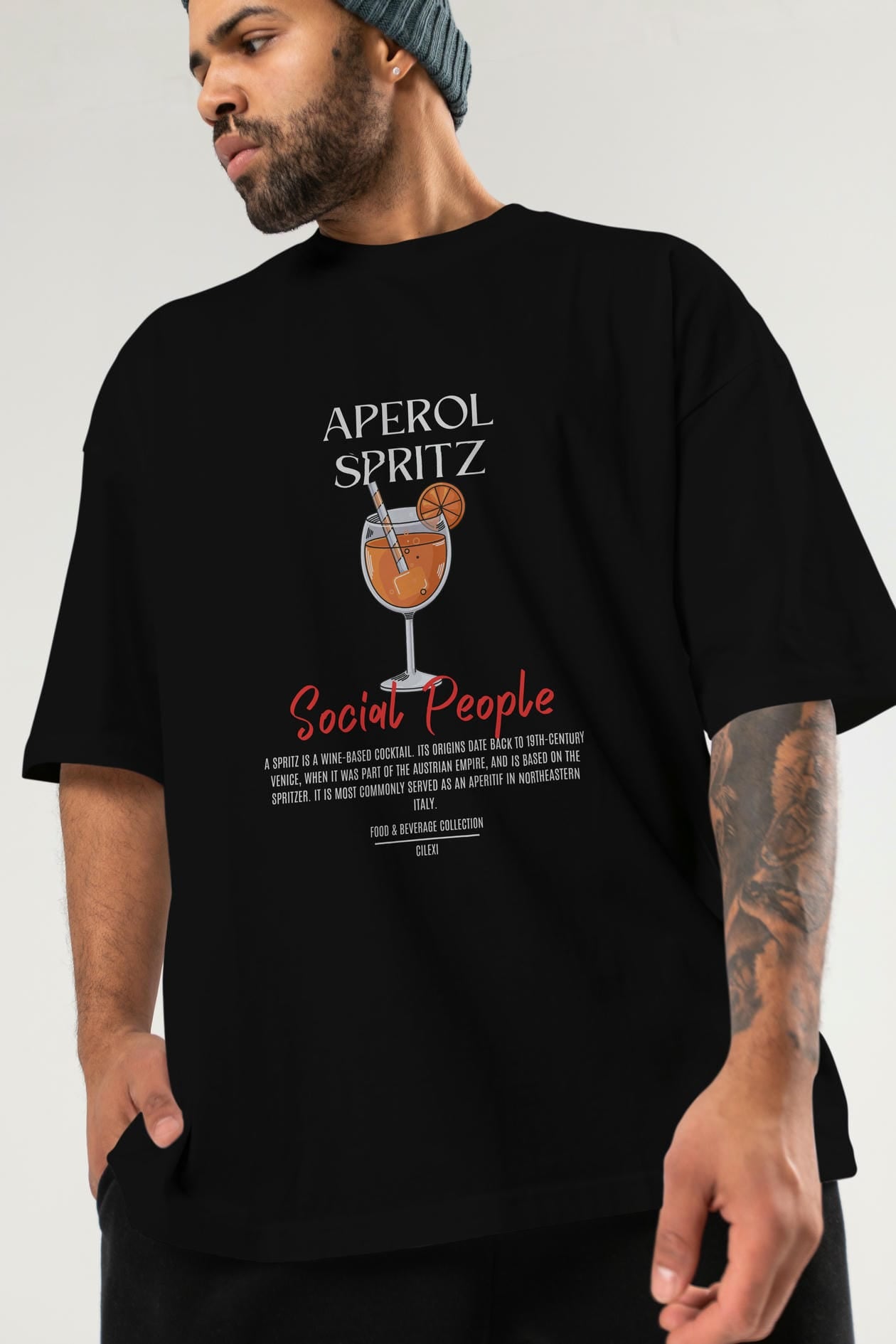 Aperol Sprıtz Kokteyl Serisi ön Baskılı Oversize t-shirt Erkek Kadın %100 Pamuk Bisiklet Yaka tişort