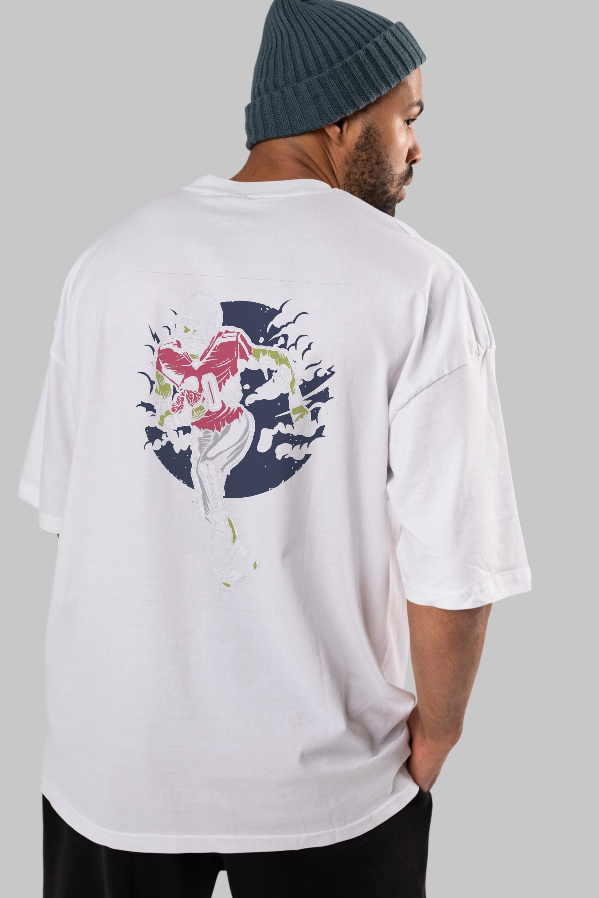 Zombie Football Arka Baskılı Oversize t-shirt Erkek Kadın Unisex %100 Pamuk
