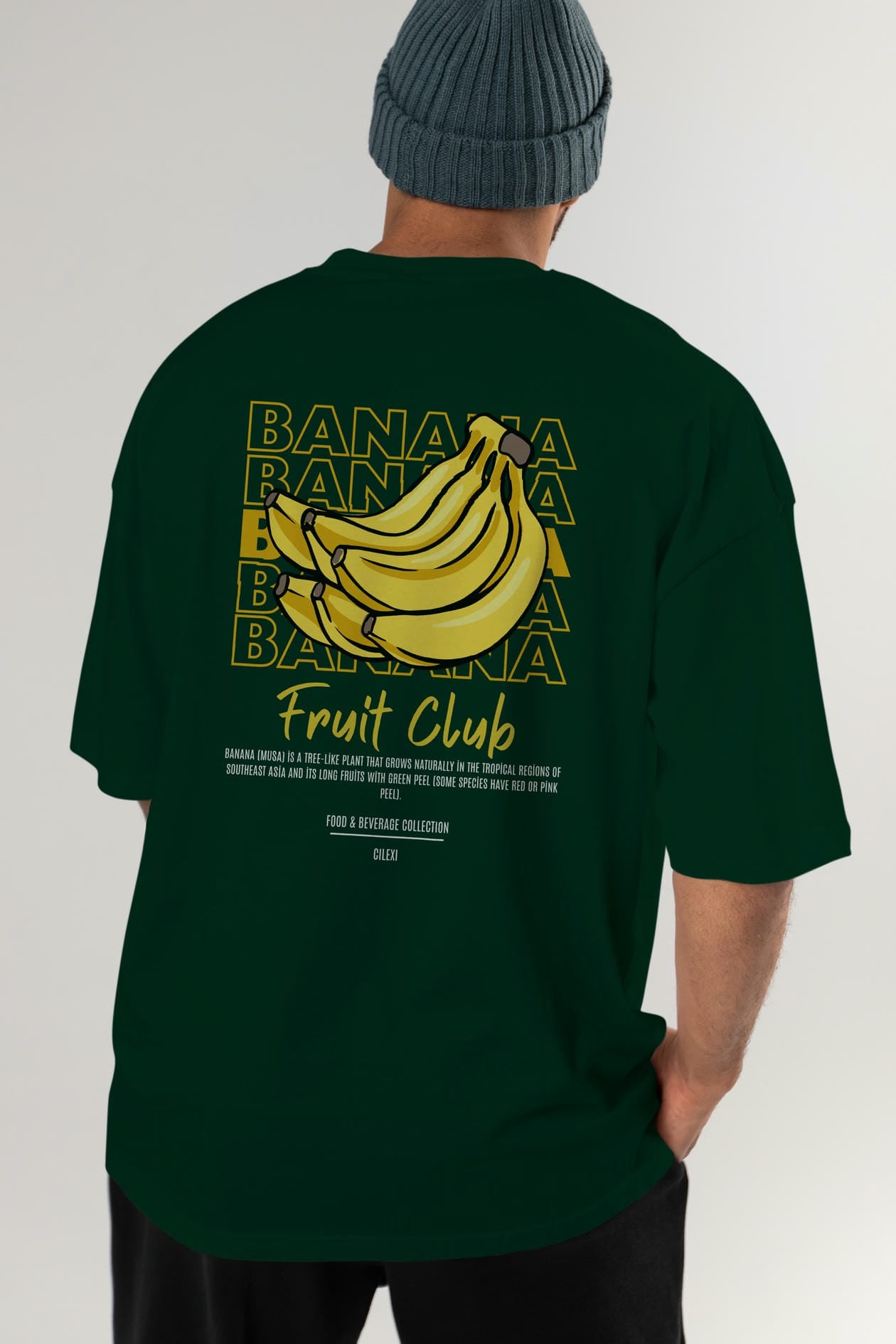 Banana Arka Baskılı Oversize t-shirt Erkek Kadın Pamuk Bisiklet Yaka tişort