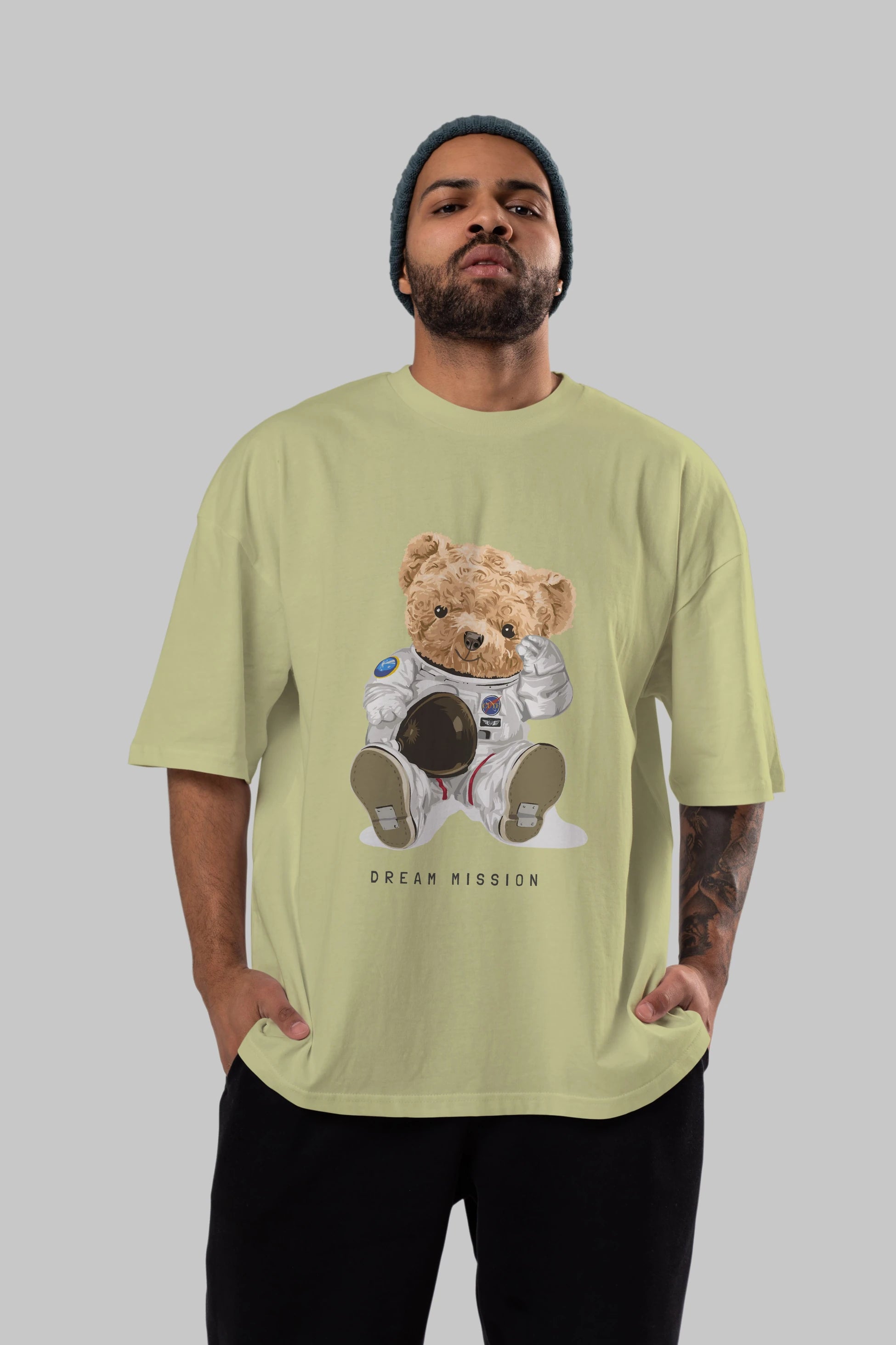 Teddy Bear Asrtonot Ön Baskılı Oversize t-shirt Erkek Kadın Unisex %100 Pamuk