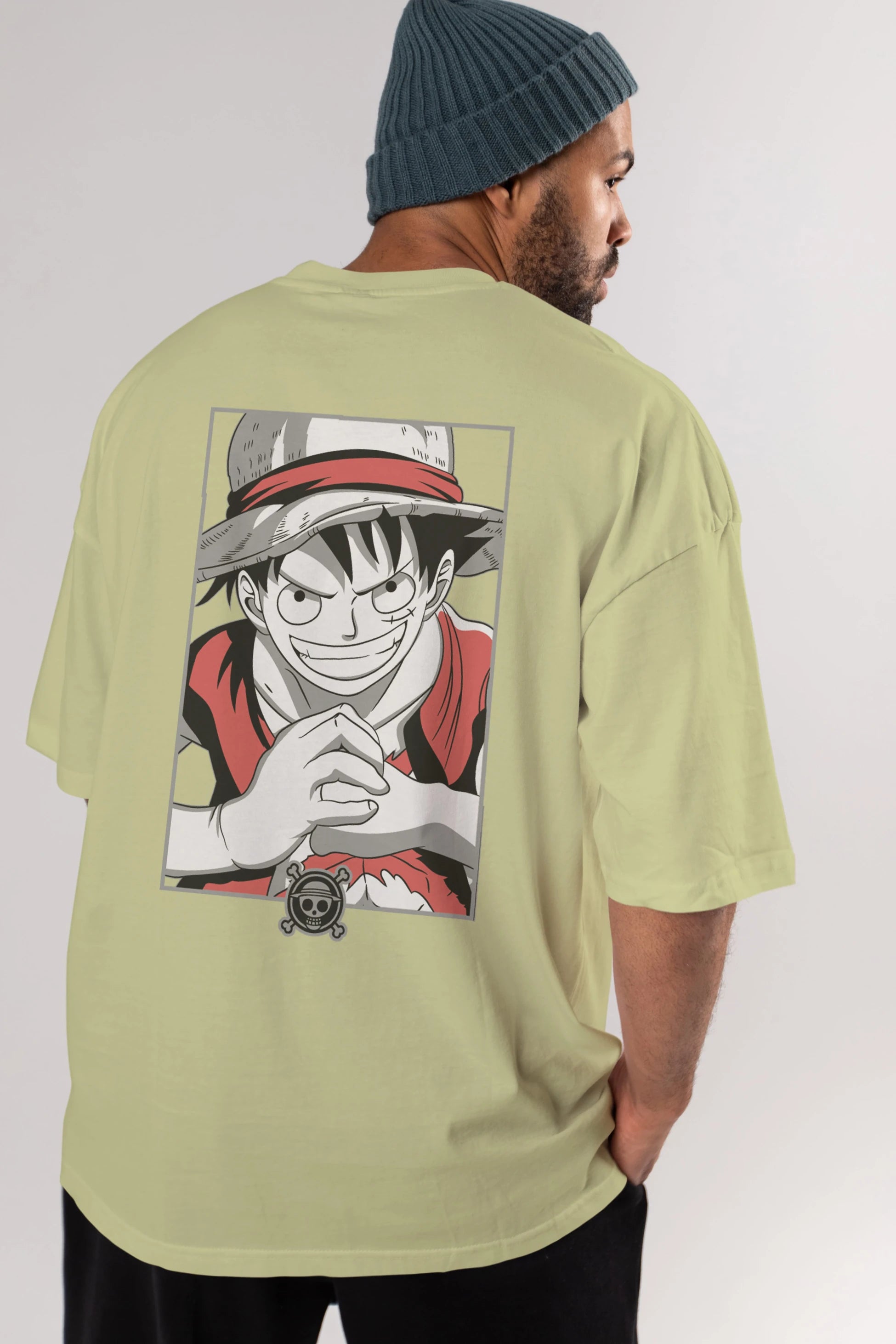 LUFF D. MONKEY OnePiece Anime Arka Baskılı Oversize t-shirt Erkek Kadın Unisex