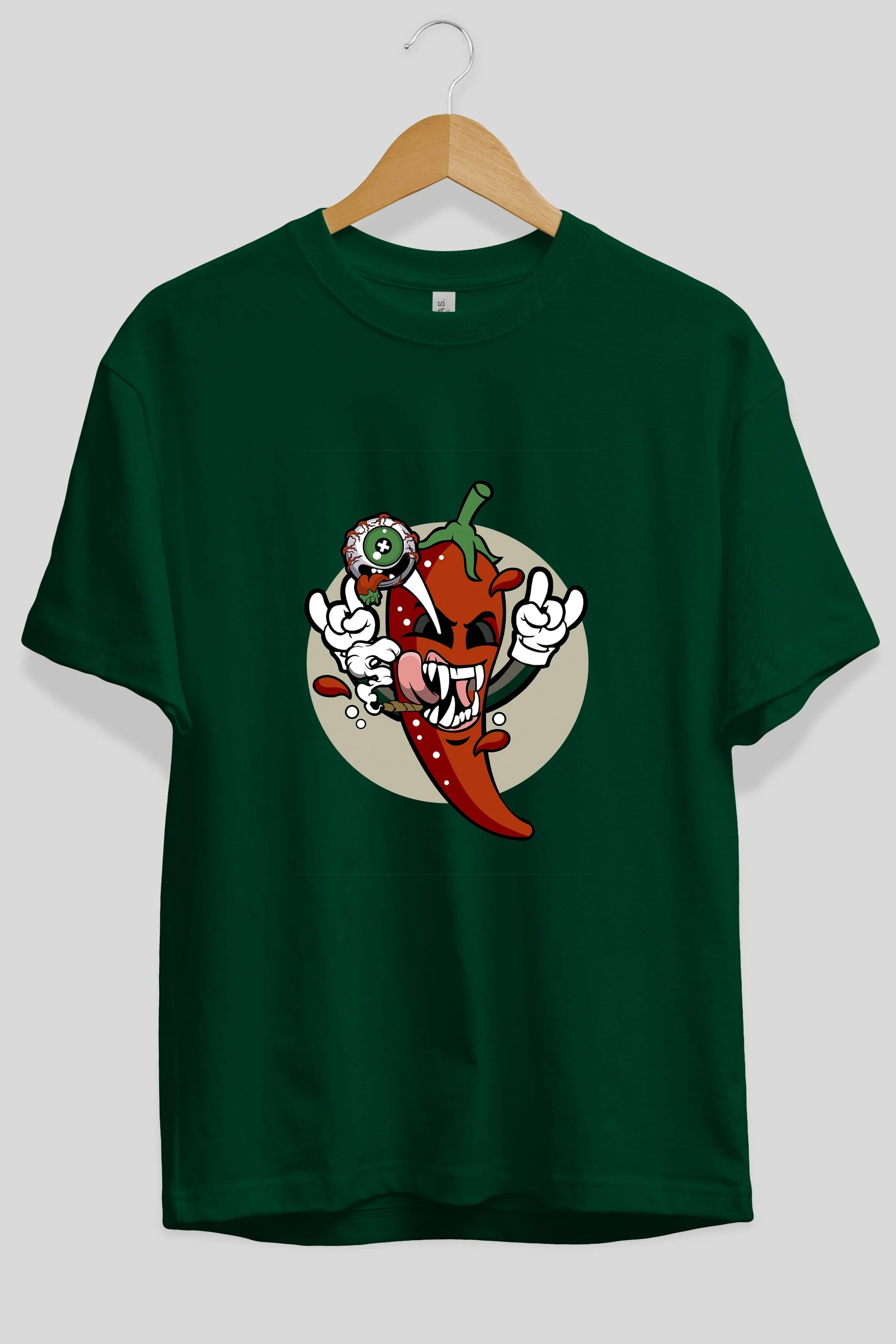 Chili Monster Ön Baskılı Oversize t-shirt Erkek Kadın Unisex %100 Pamuk tişort