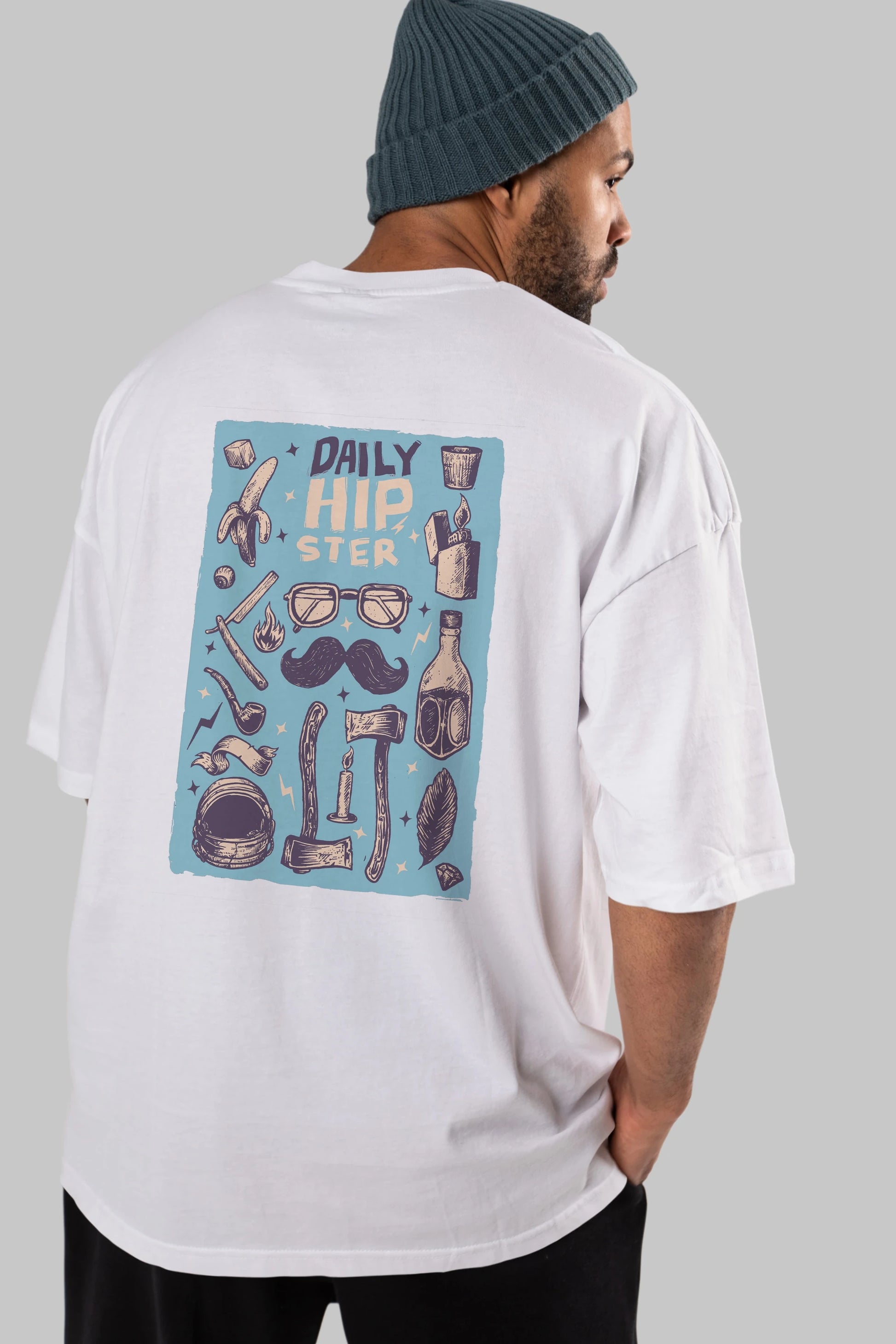 Hipster Arka Baskılı Oversize t-shirt Erkek Kadın Unisex %100 Pamuk