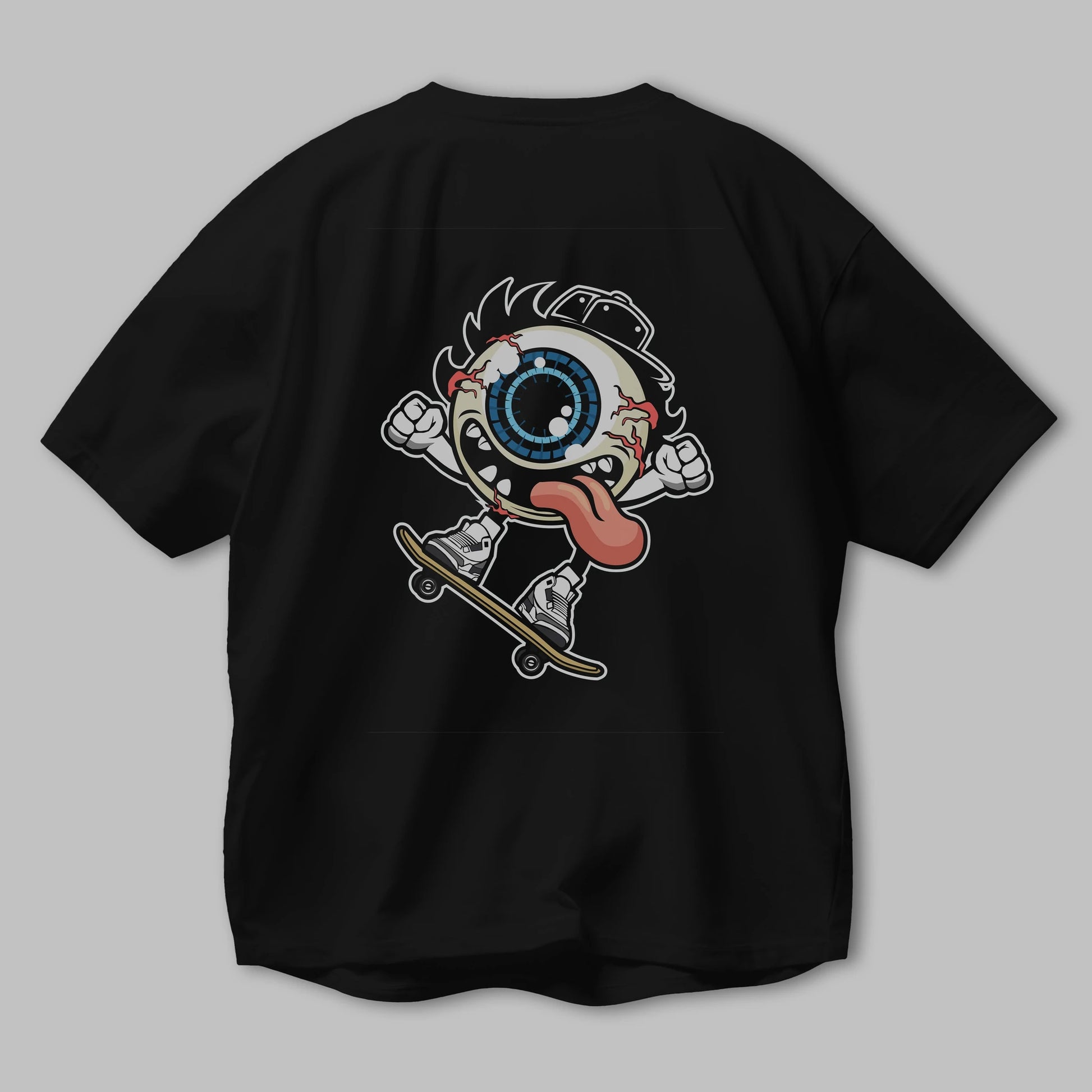 Eye Ball Skater Arka Baskılı Oversize t-shirt Erkek Kadın Unisex %100 Pamuk tişort