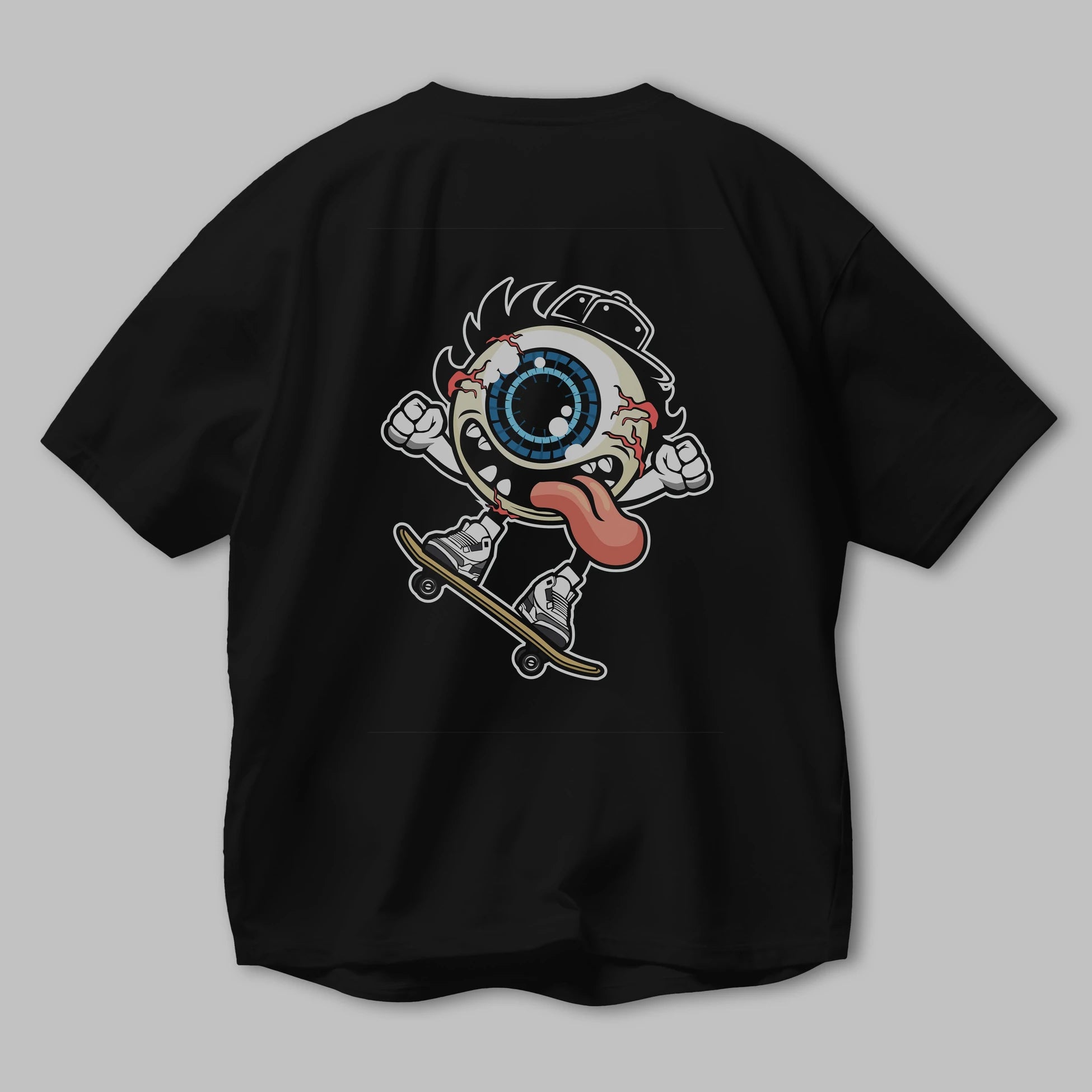 Eye Ball Skater Arka Baskılı Oversize t-shirt Erkek Kadın Unisex %100 Pamuk tişort
