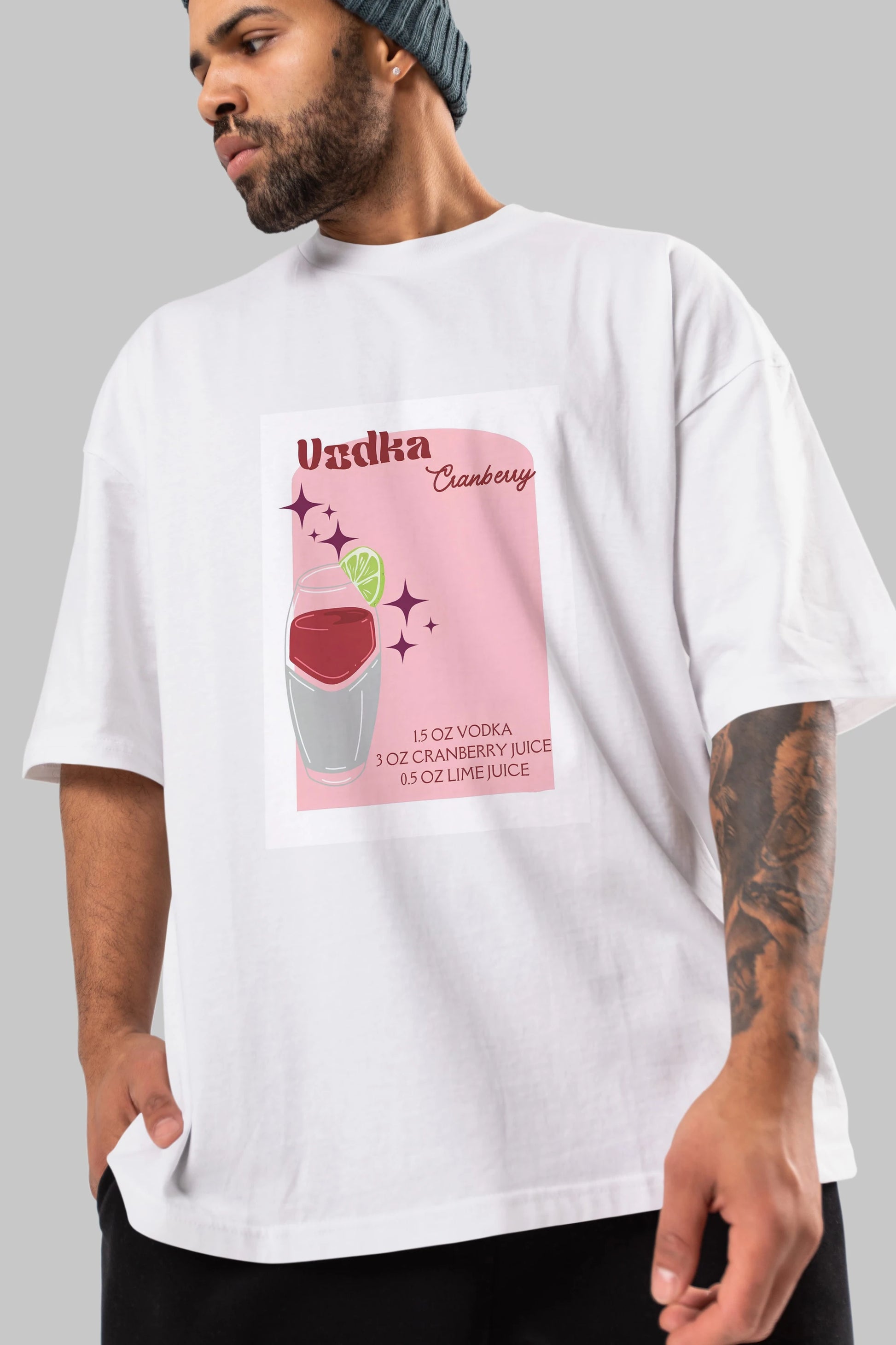 Vodka Cranberry 2 Ön Baskılı Oversize t-shirt Erkek Kadın Unisex %100 Pamuk Bisiklet Yaka tişort