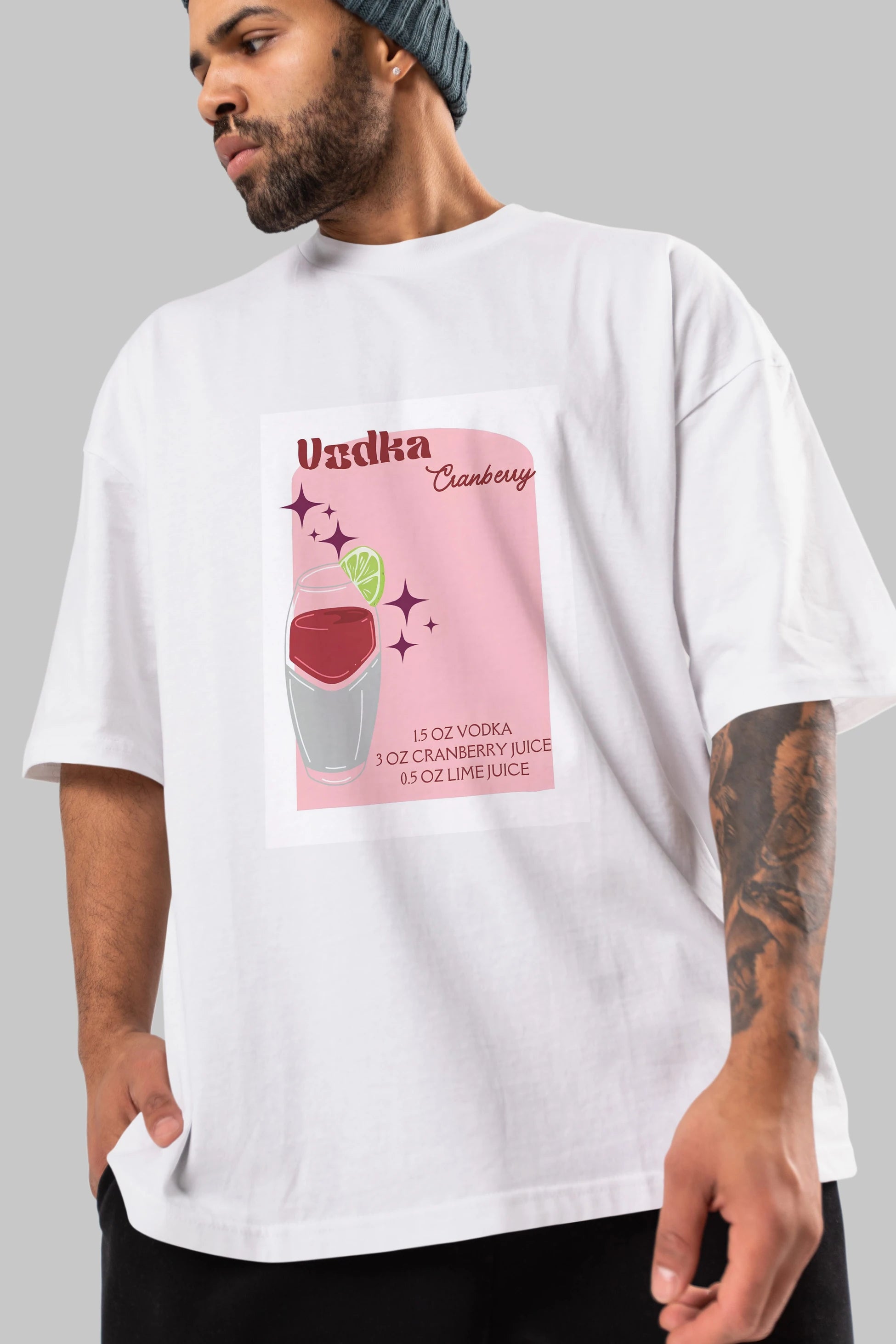 Vodka Cranberry 2 Ön Baskılı Oversize t-shirt Erkek Kadın Unisex %100 Pamuk Bisiklet Yaka tişort