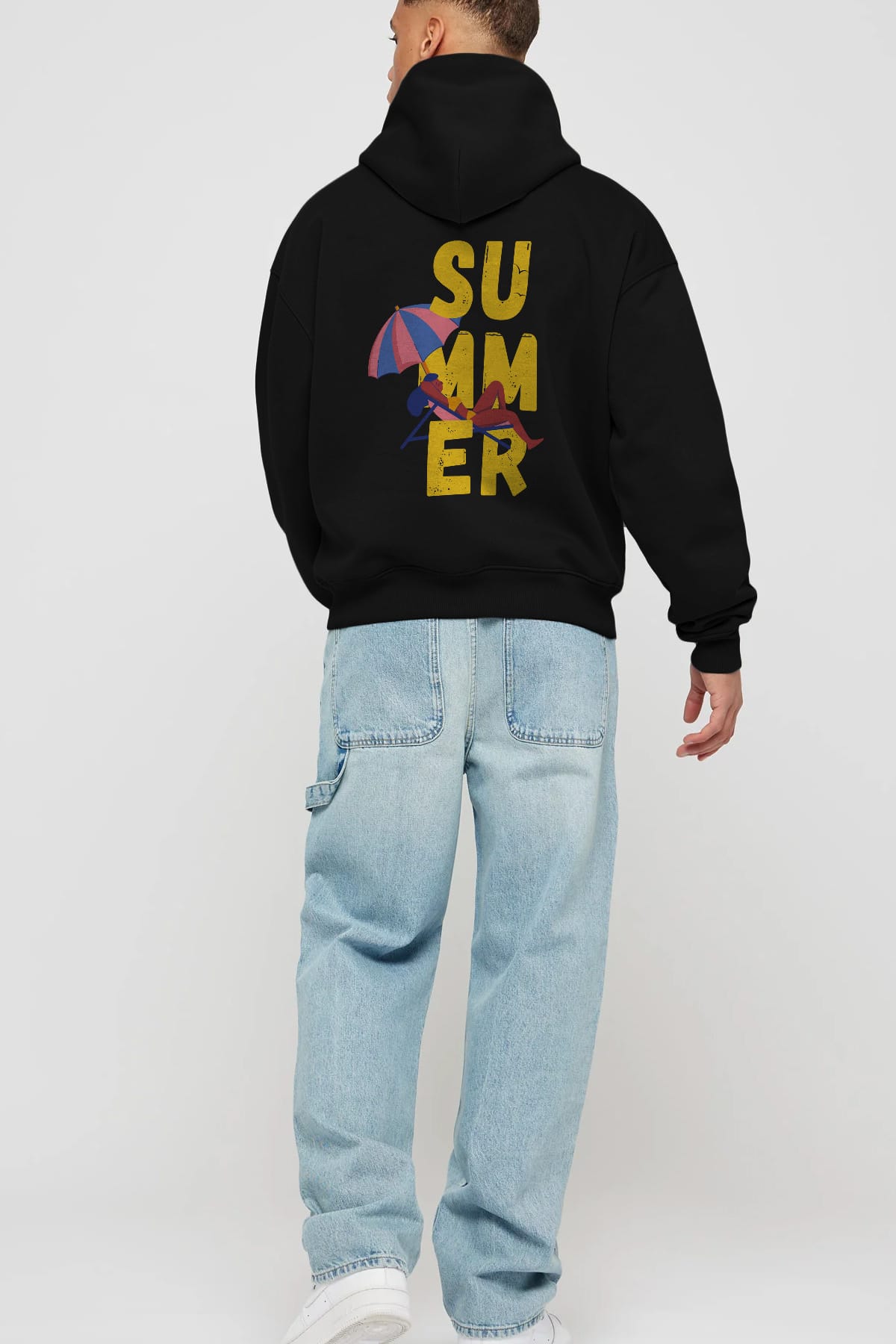 Summer Yazılı Arka Baskılı Oversize Hoodie Kapüşonlu Sweatshirt Erkek Kadın Unisex