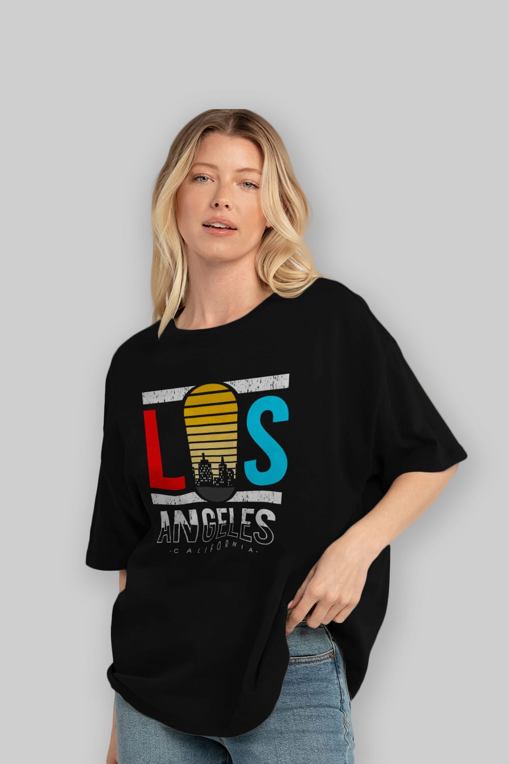 Los Angeles Ön Baskılı Oversize t-shirt Erkek Kadın Unisex