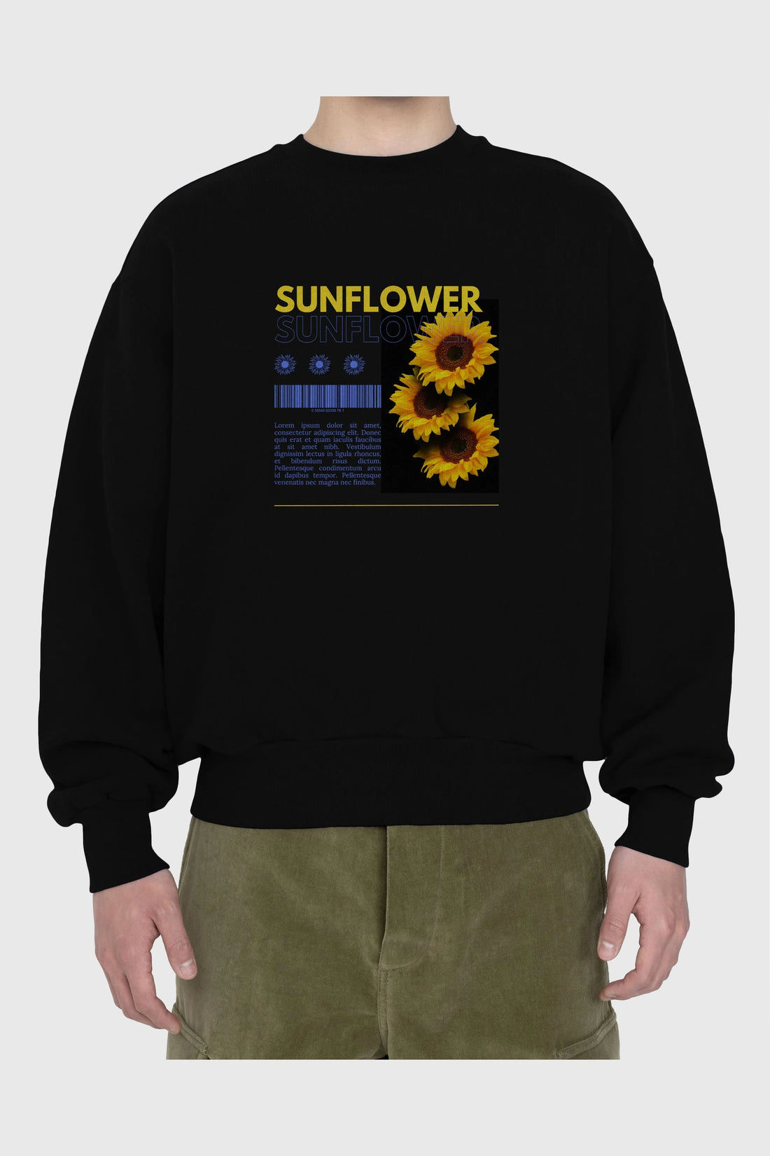Sunflower Ön Baskılı Oversize Sweatshirt Erkek Kadın Unisex