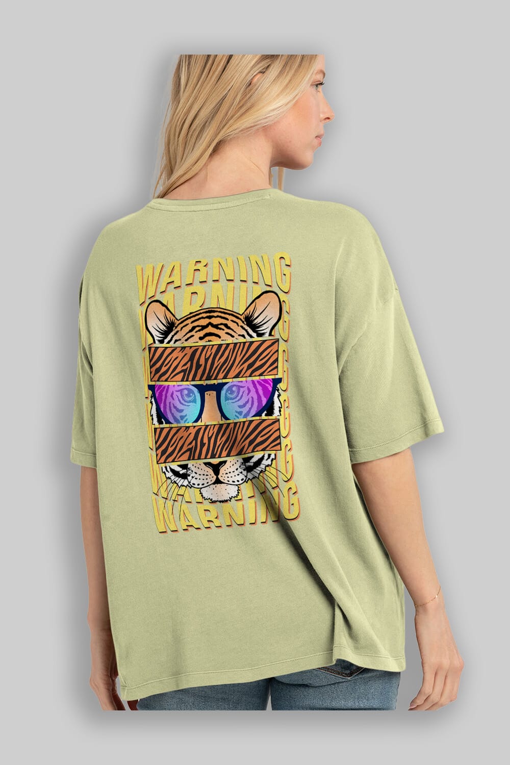 Warning Yazılı Arka Baskılı Oversize t-shirt Erkek Kadın Unisex