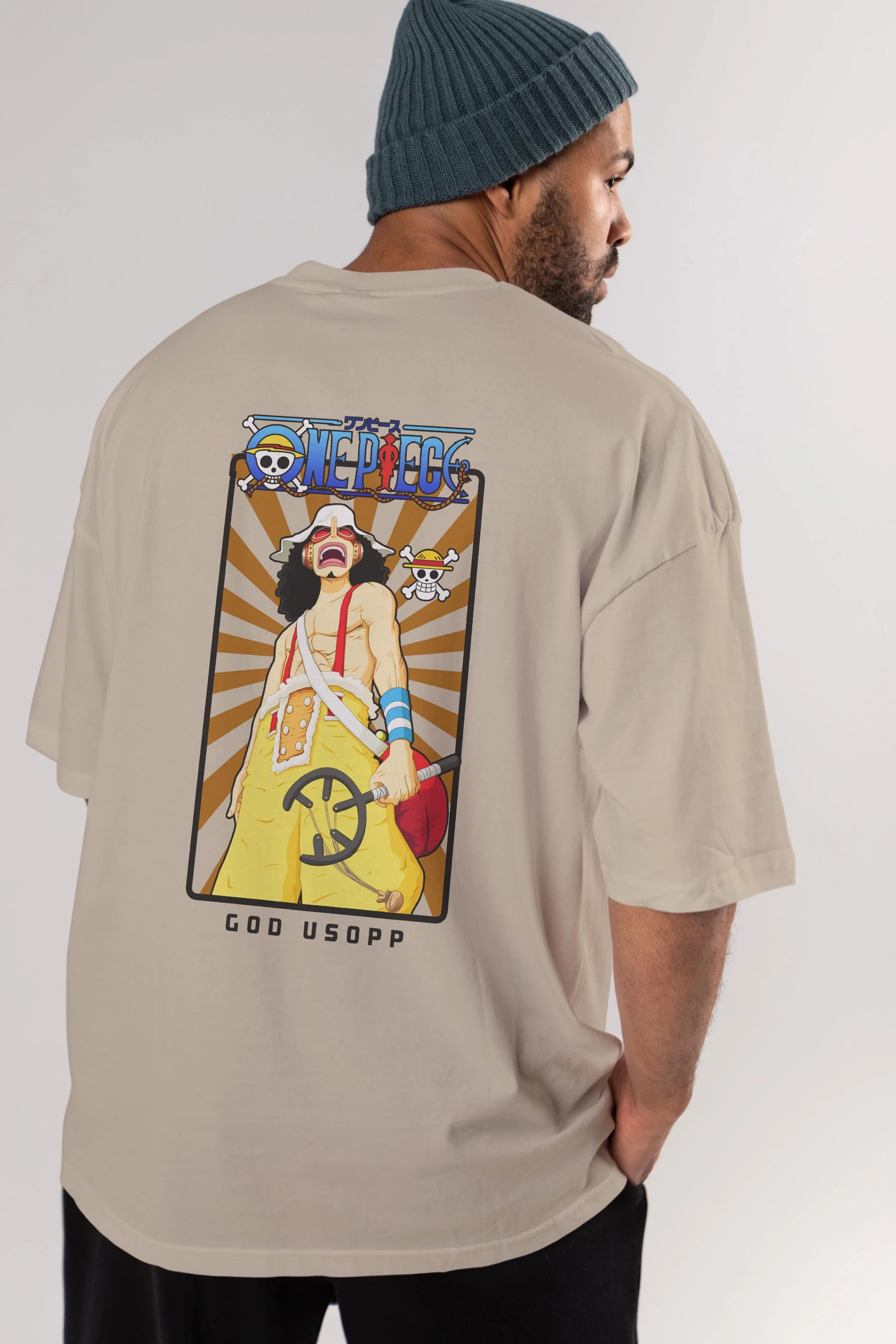 Usopp Anime Arka Baskılı Oversize t-shirt Erkek Kadın Unisex %100 pamuk tişort