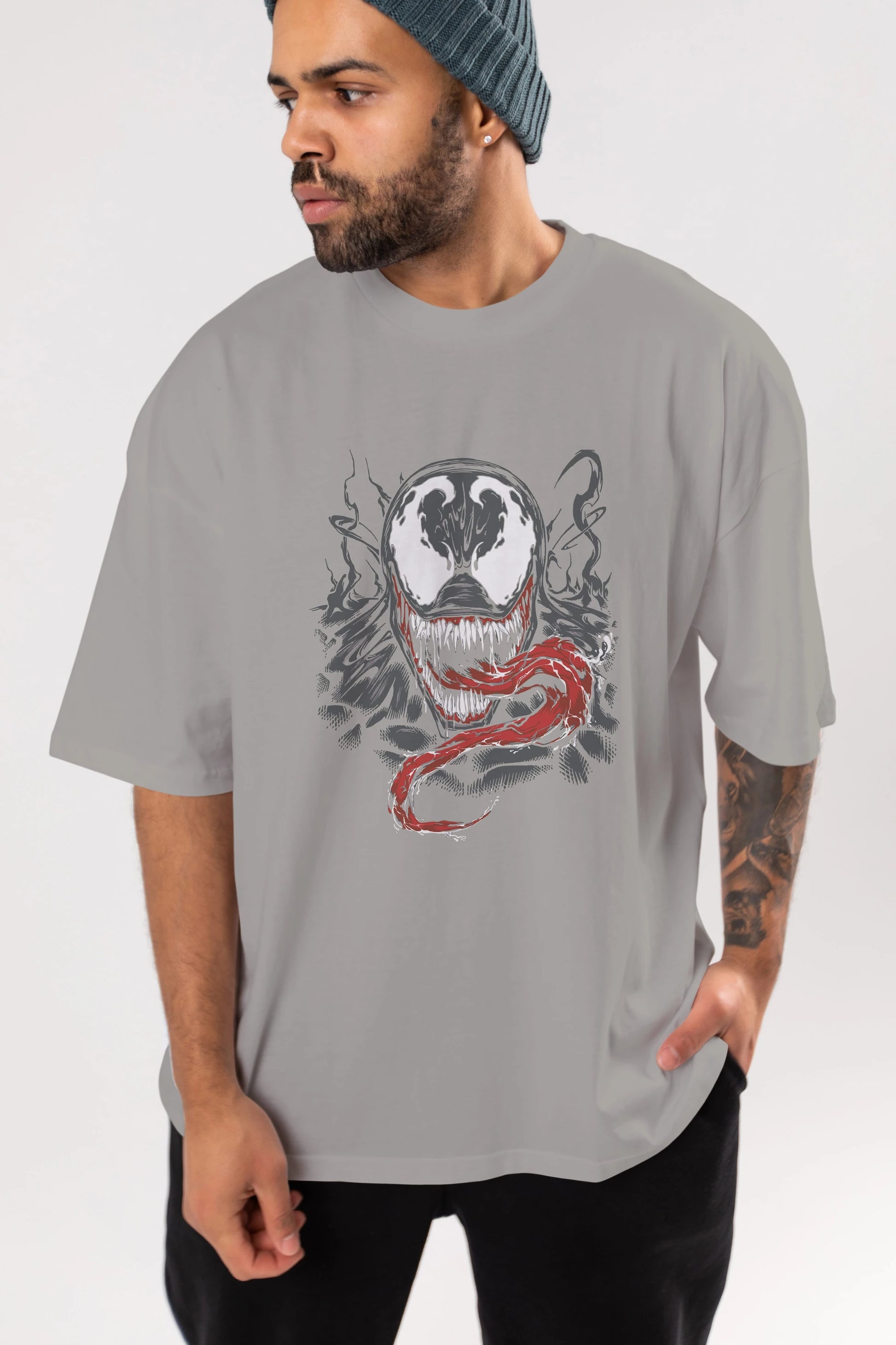 Venom (18) Ön Baskılı Oversize t-shirt Erkek Kadın Unisex %100 Pamuk Bisiklet Yaka tişort