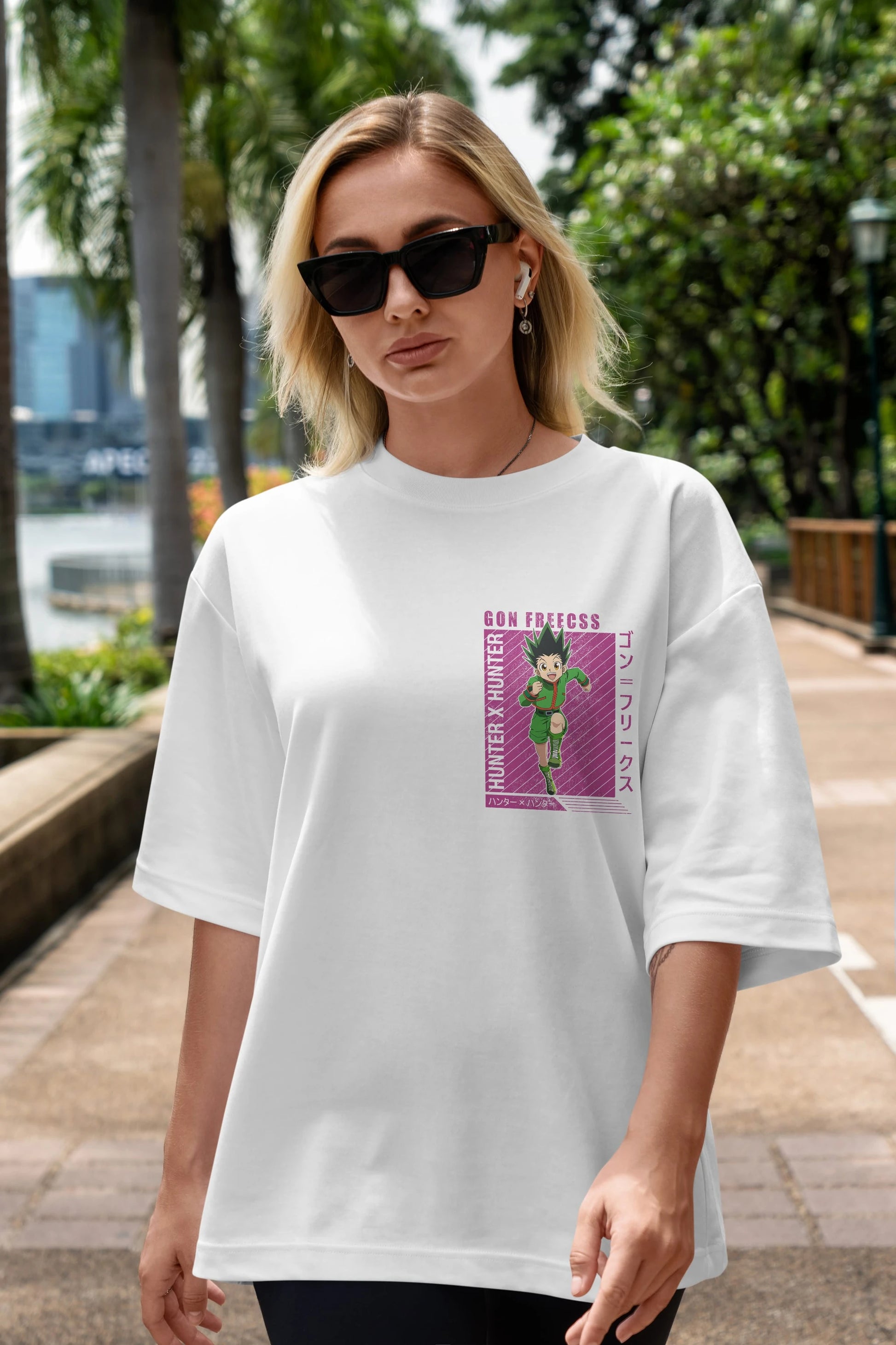 Gon Freecss HUNTER X HUNTER 3 Ön Sol Baskılı Oversize t-shirt Erkek Kadın Unisex %100 Pamuk Bisiklet Yaka tişort