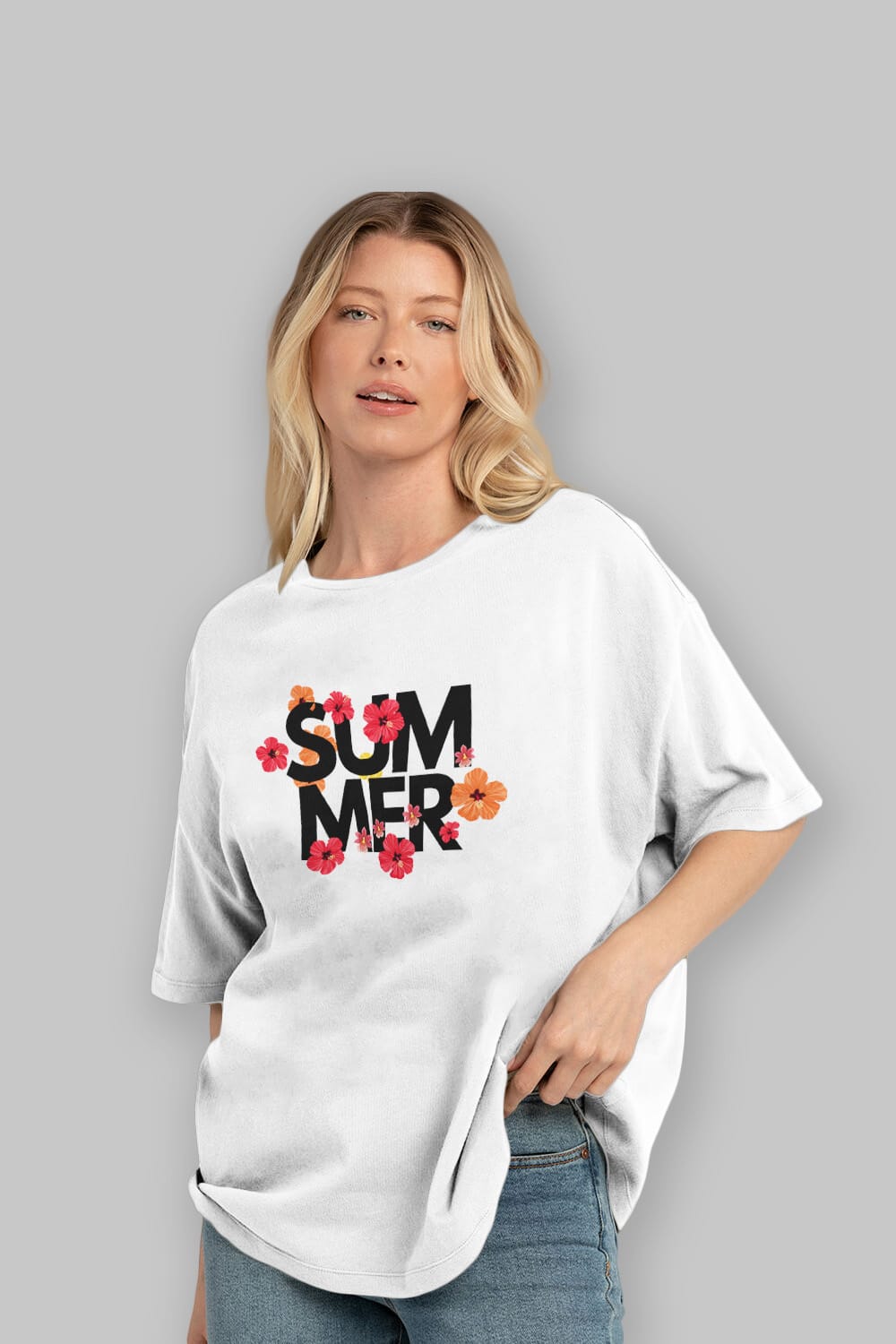 Summer Yazılı 2 Ön Baskılı Oversize t-shirt Erkek Kadın Unisex