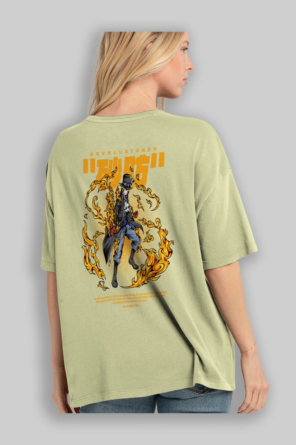 Revolusioner Sabo Anime Arka Baskılı Oversize t-shirt Erkek Kadın Unisex