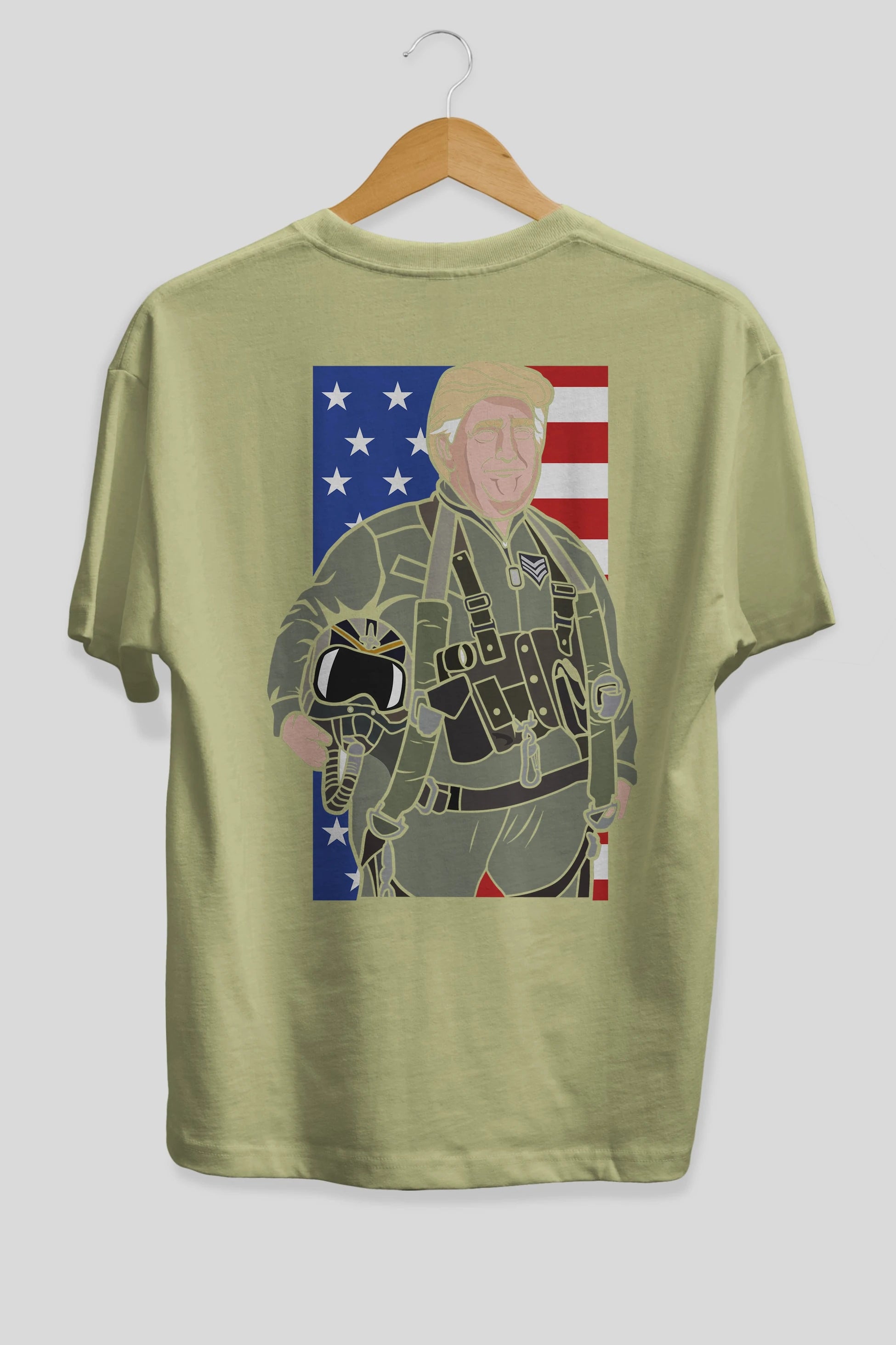 Trump Jetplane Pilot Arka Baskılı Oversize t-shirt Erkek Kadın Unisex %100 Pamuk tişort