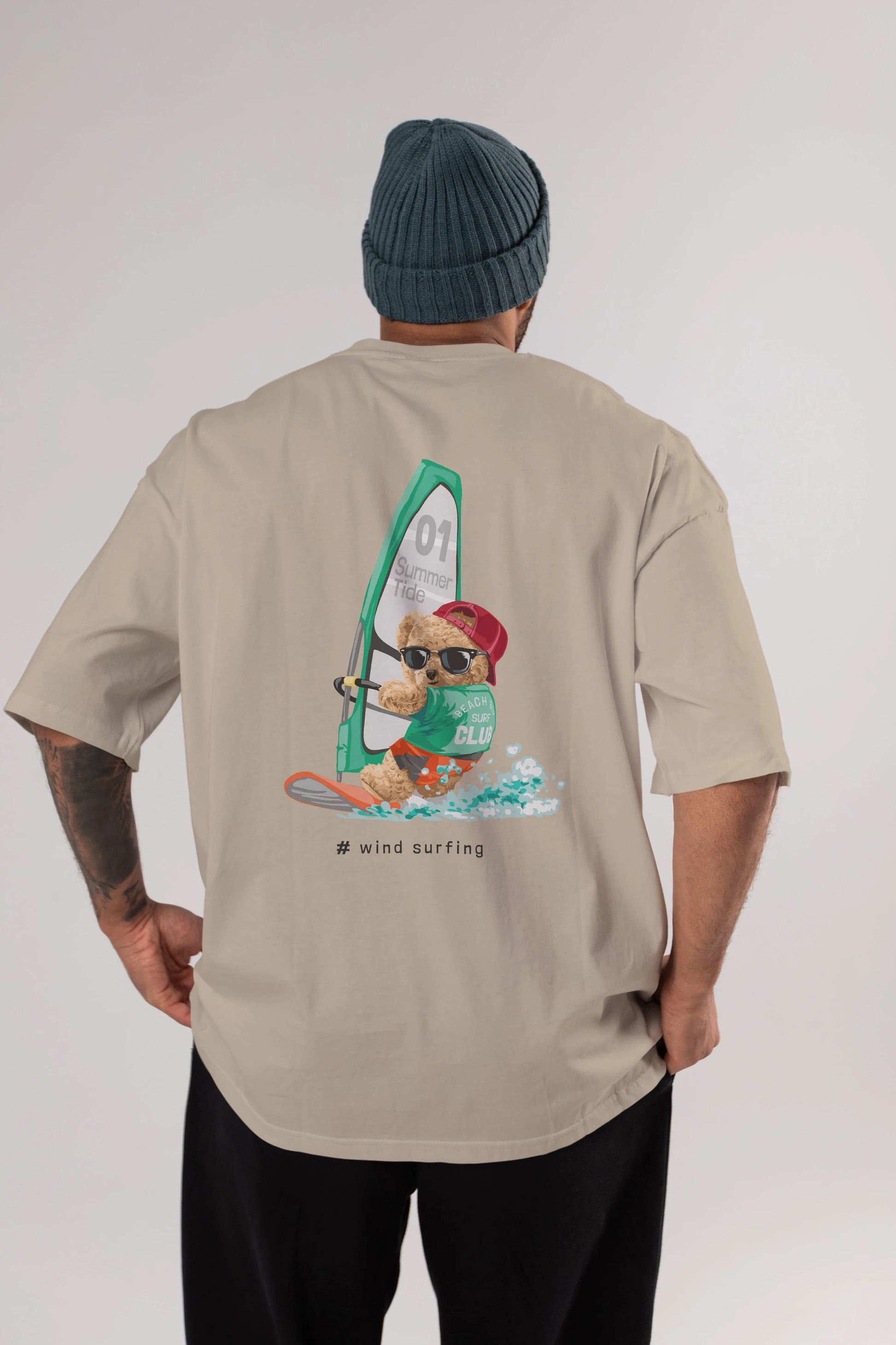 Teddy Bear Summer Tide Arka Baskılı Oversize t-shirt Erkek Kadın Unisex %100 Pamuk