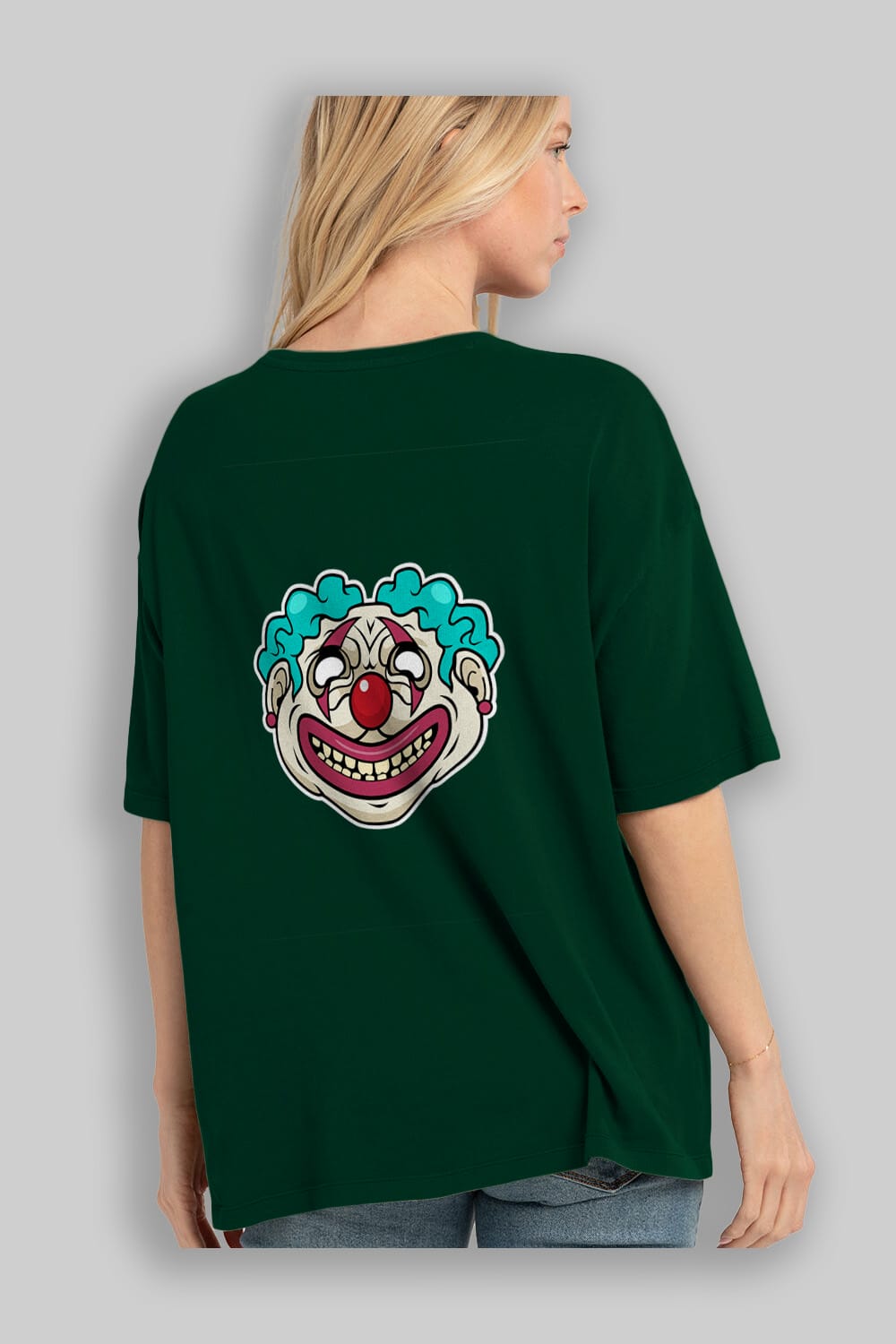 Clown Head Arka Baskılı Oversize t-shirt Erkek Kadın Unisex %100 Pamuk tişort