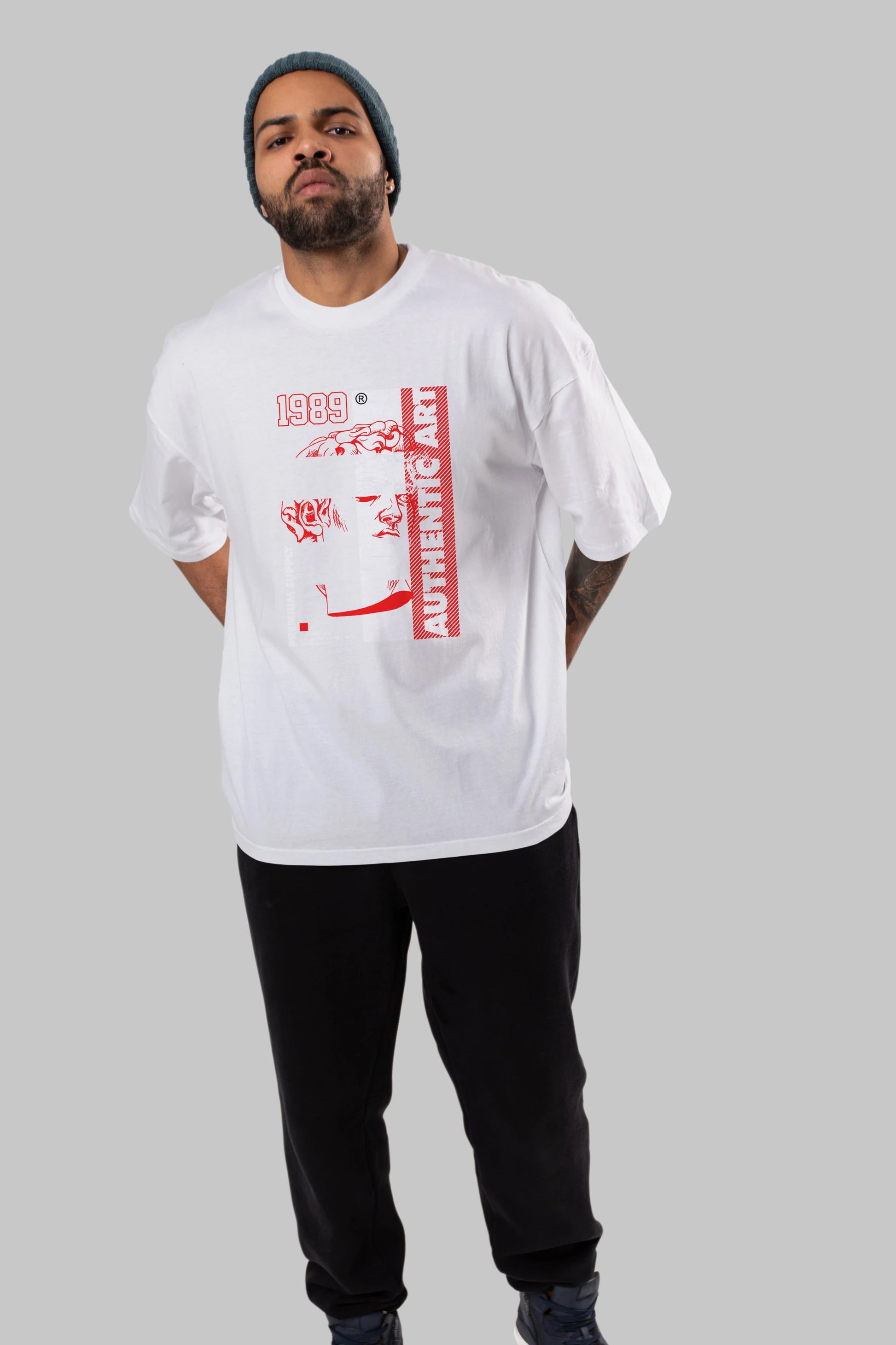 Authentic Art Ön Baskılı Oversize t-shirt Erkek Kadın Unisex