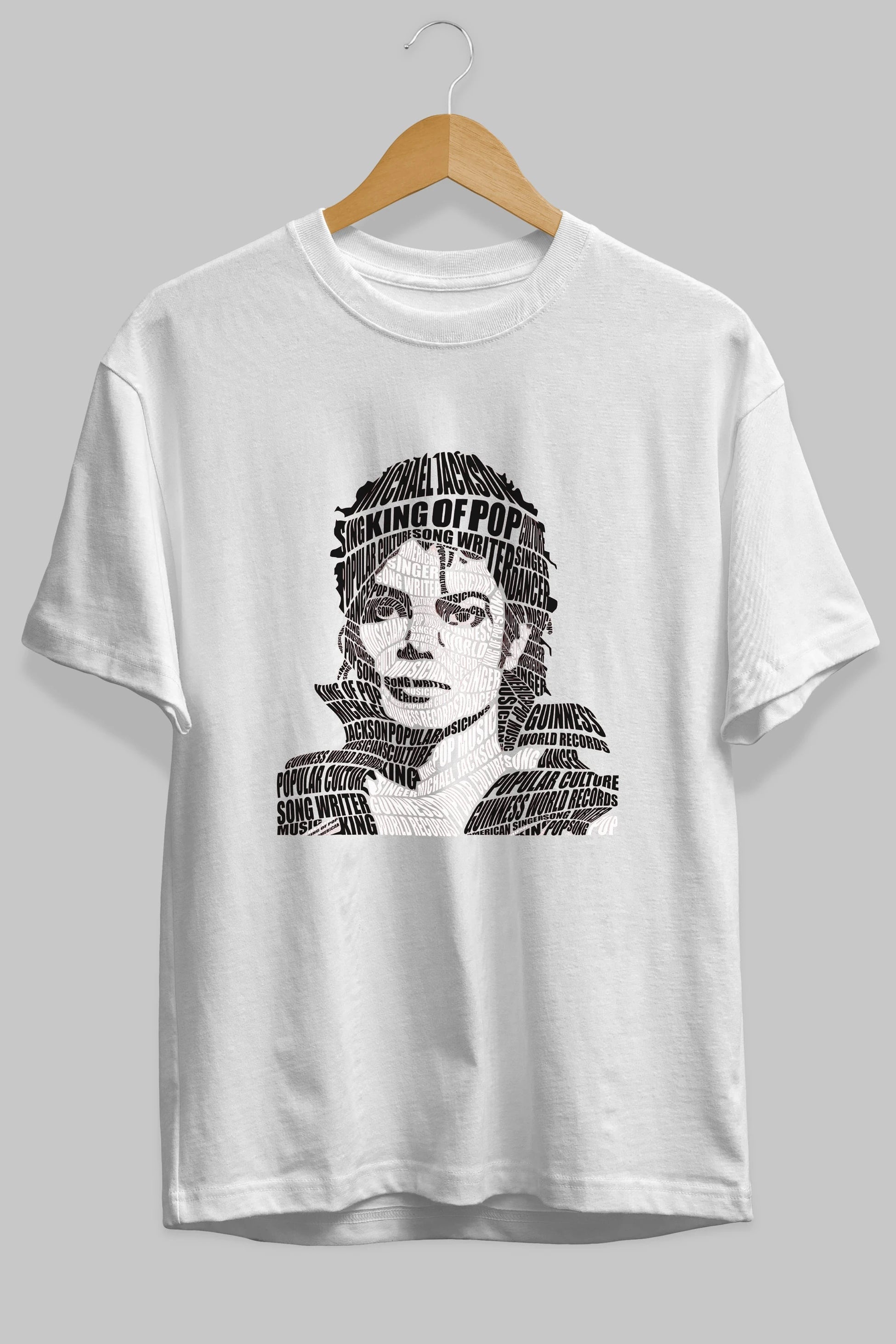 Michael Jackson Calligram Ön Baskılı Oversize t-shirt %100 pamuk Erkek Kadın Unisex