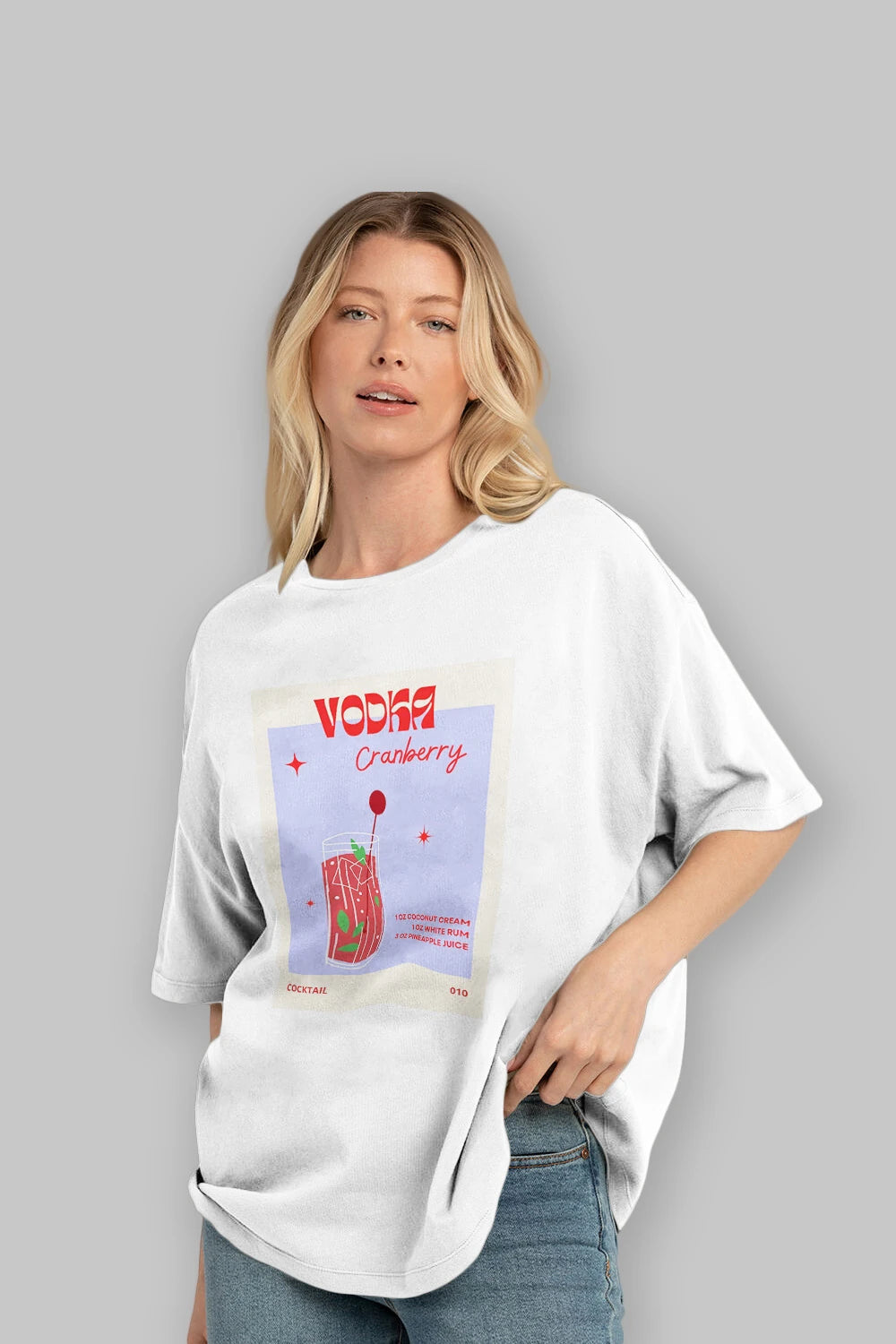 Vodka Cranberry Ön Baskılı Oversize t-shirt Erkek Kadın Unisex %100 Pamuk Bisiklet Yaka tişort