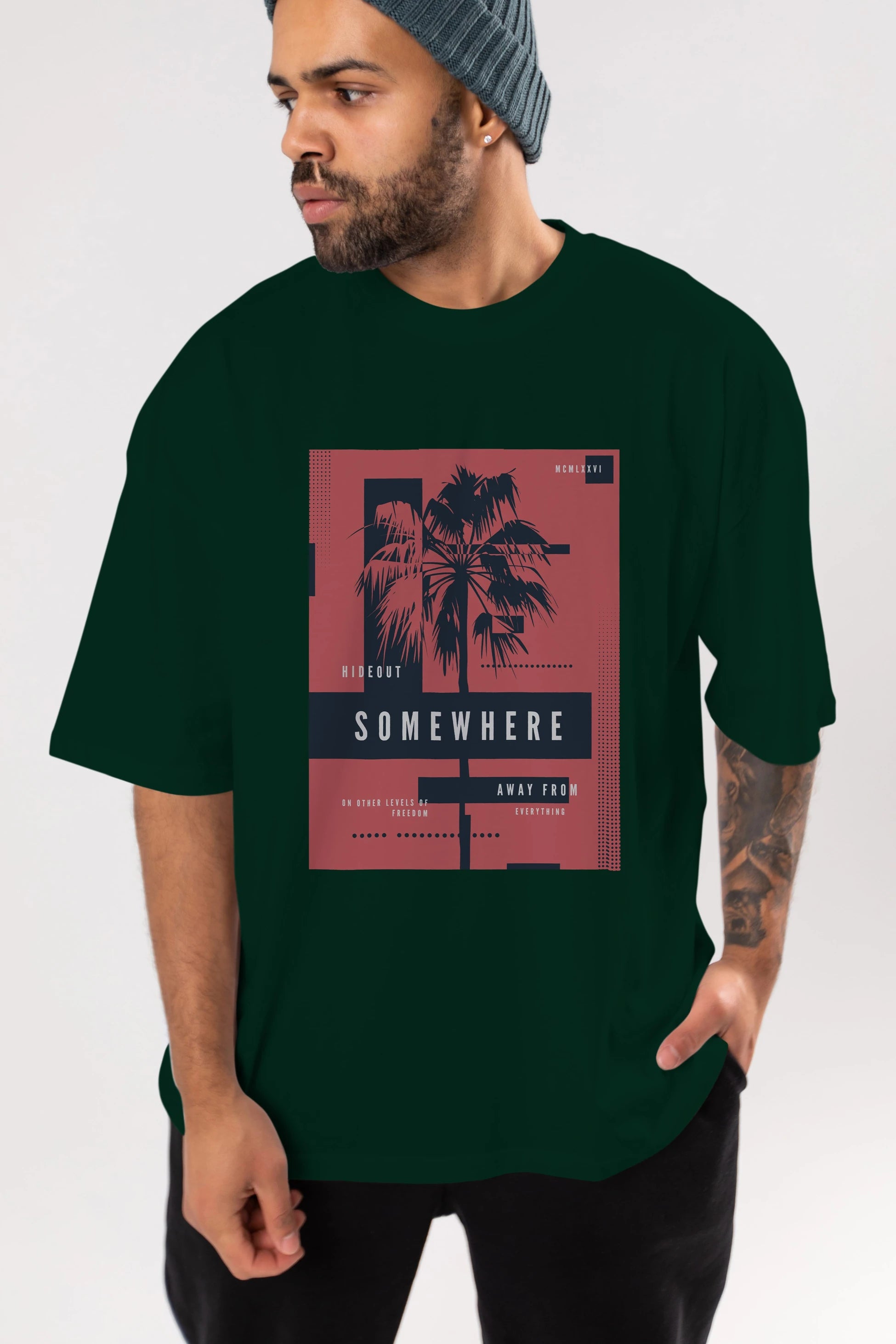 Hideout Somewhere Ön Baskılı Oversize t-shirt Erkek Kadın Unisex