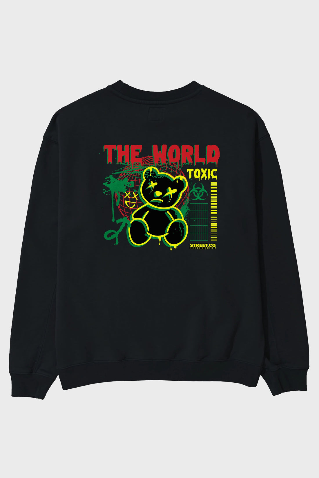 The World Toxic Bear Arka Baskılı Oversize Sweatshirt Erkek Kadın Unisex