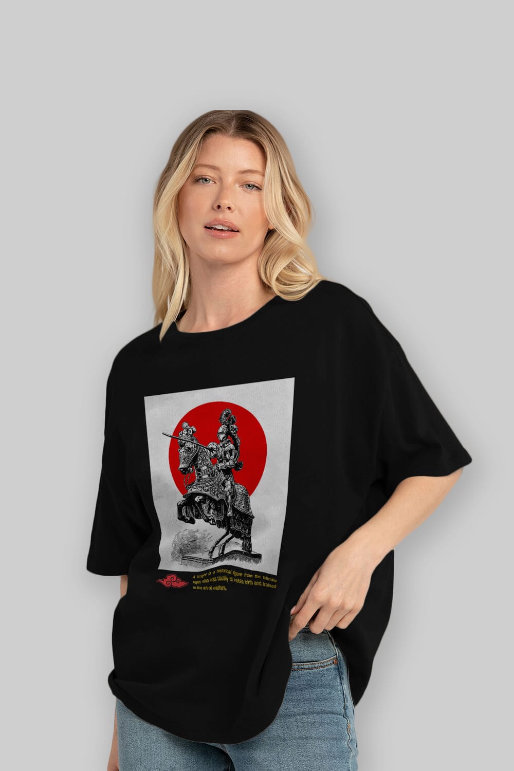 Japan Streetwear 2 Ön Baskılı Oversize t-shirt Erkek Kadın Unisex
