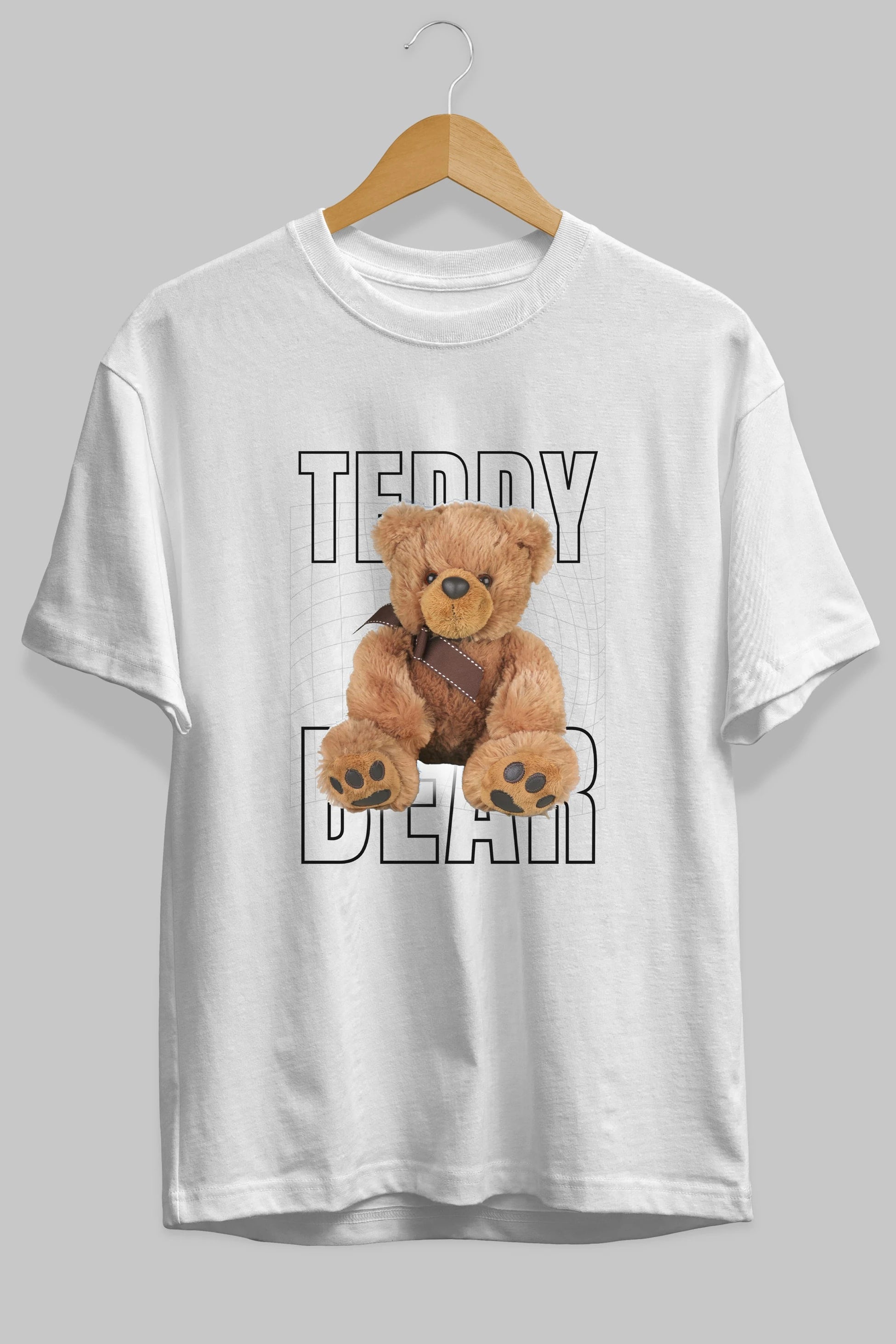 Teddy Bear Yazılı Ön Baskılı Oversize t-shirt Erkek Kadın Unisex %100 Pamuk