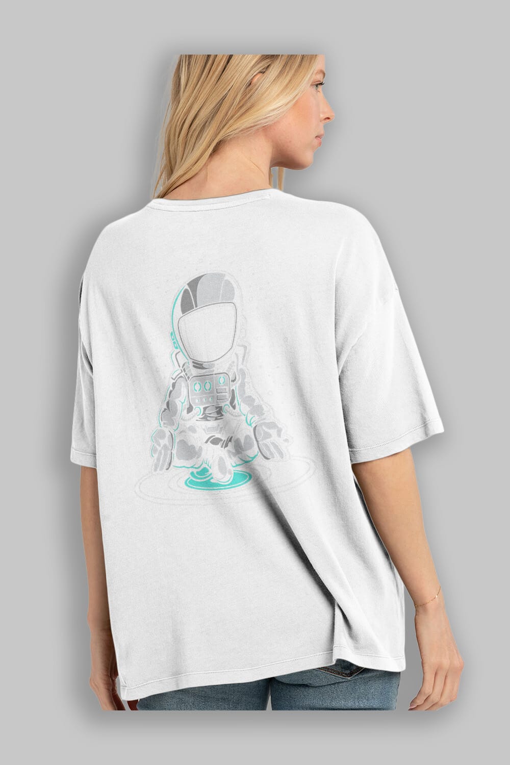 Astronaut Meditation Arka Baskılı Oversize t-shirt Erkek Kadın Unisex
